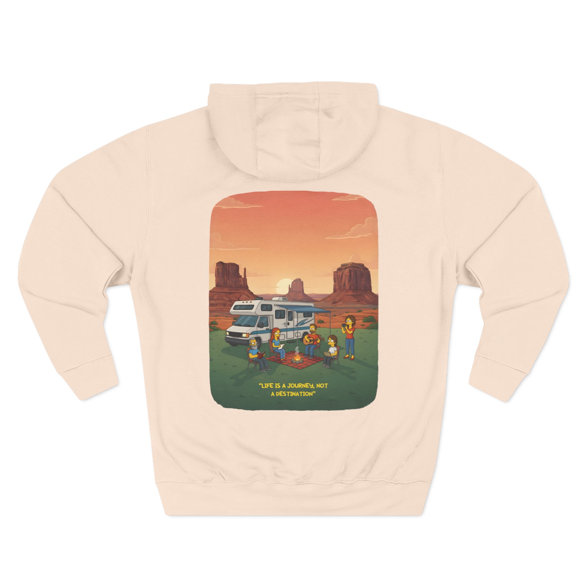 Three-Panel Fleece Hoodie - "Life Is A Journey-Not A Destination" Design Sitcom-Line