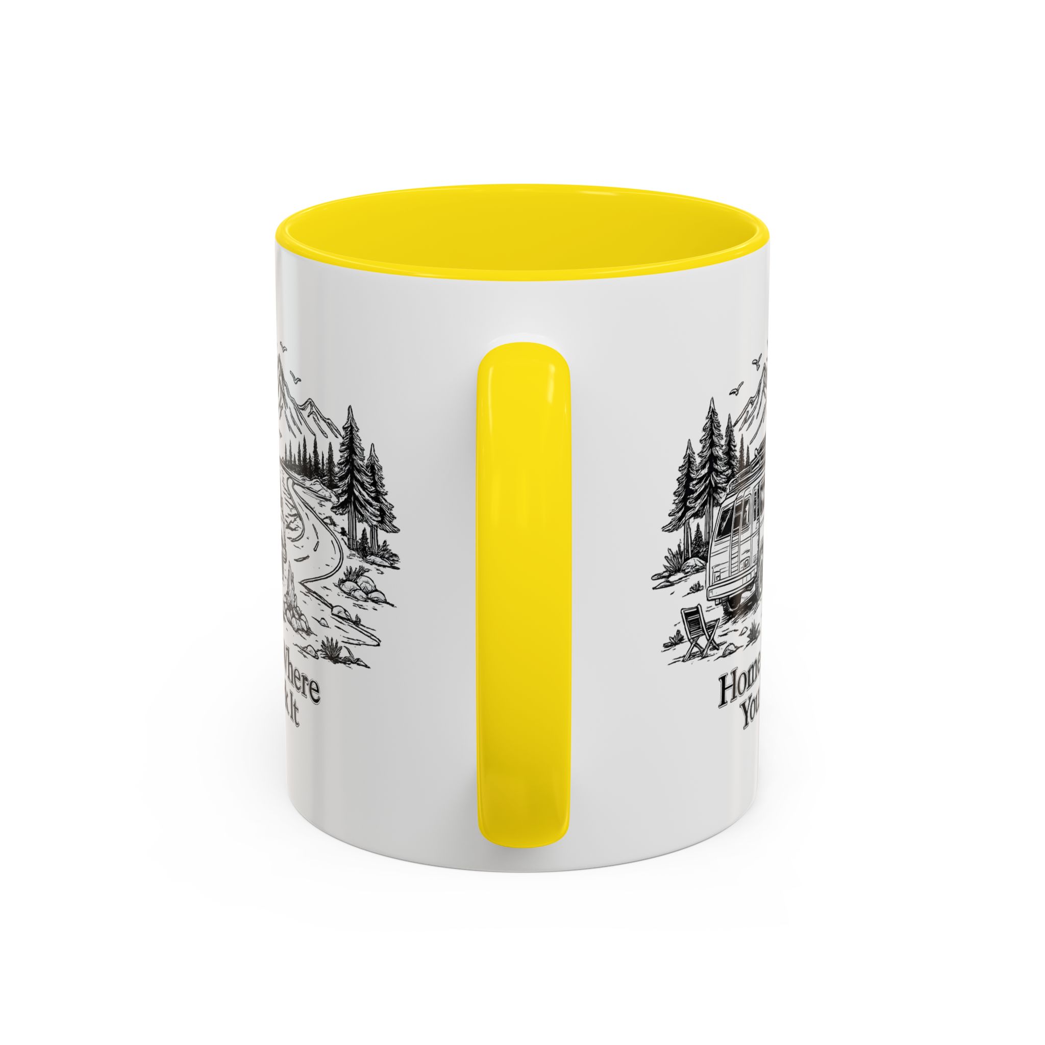 Accent Coffee Mug (11, 15oz) — "Home Is Where You Park It" Design Minimal-Line
