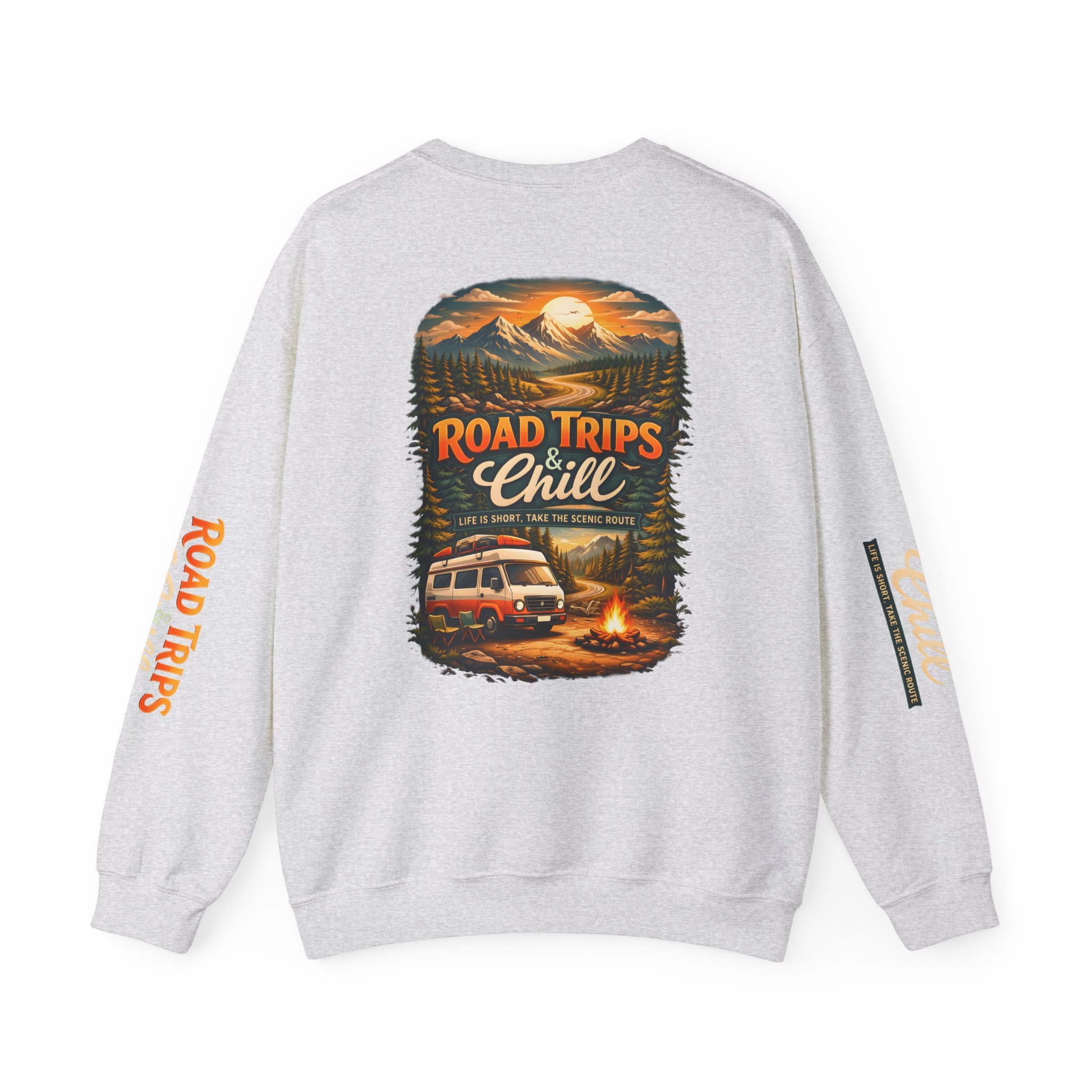 16225664734536978398_2048.jpeg Unisex Heavy Blend™ Crewneck Sweatshirt — "Road Trips & Chill" Design Scenic-Line