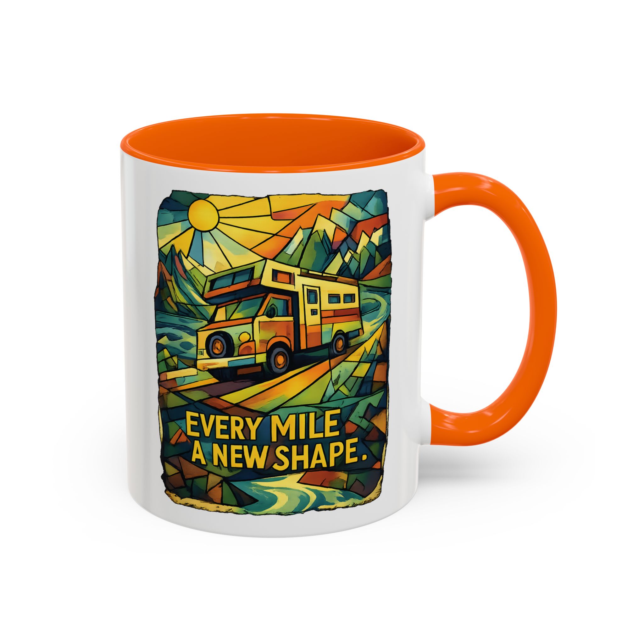 16226146765316301621_2048.jpeg Accent Coffee Mug (11, 15oz) — "Every Mile A New Shape" Design Cubic-Line
