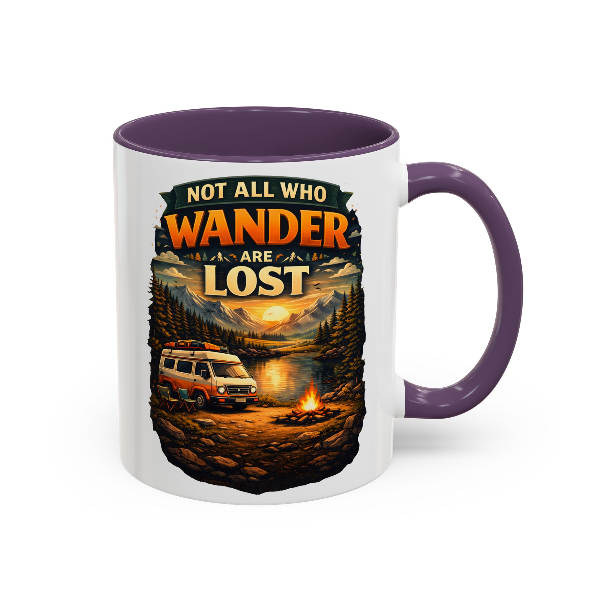 Accent Coffee Mug (11, 15oz) — "Not All Who Wander Are Lost" Design Scenic-Line