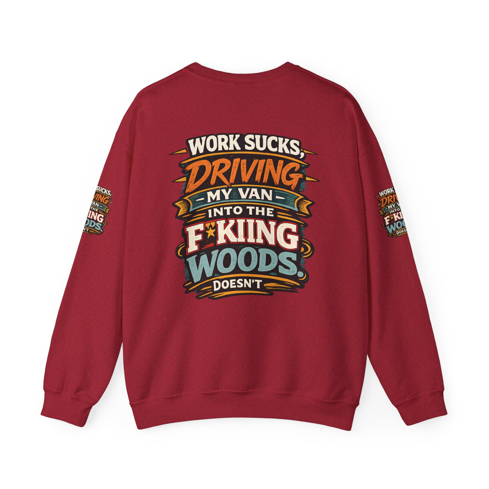 Unisex Heavy Blend™ Crewneck Sweatshirt — "Work Sucks" Design F**K-Line