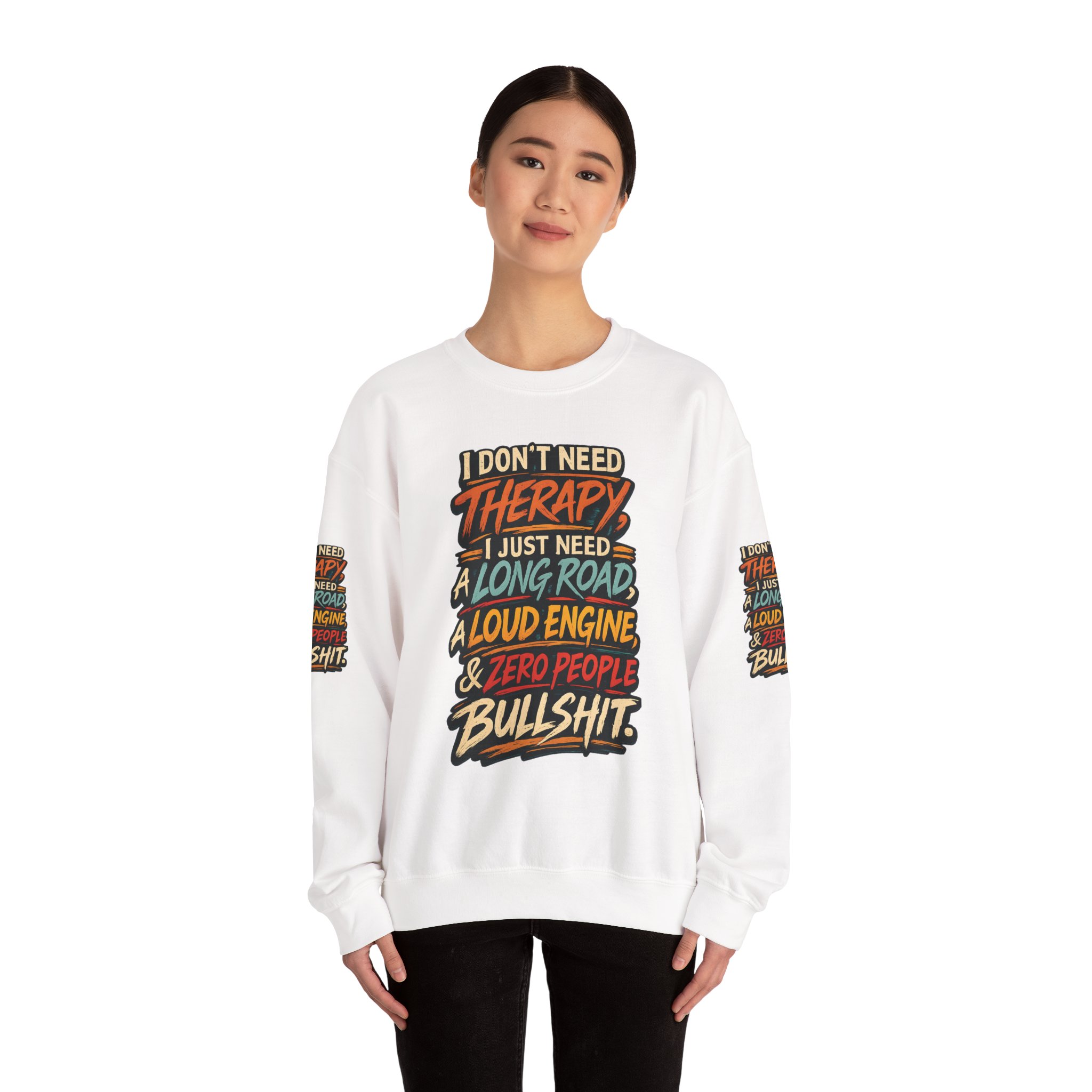Unisex Heavy Blend™ Crewneck Sweatshirt — "I Dont Need Therapy" Design F**K-Line