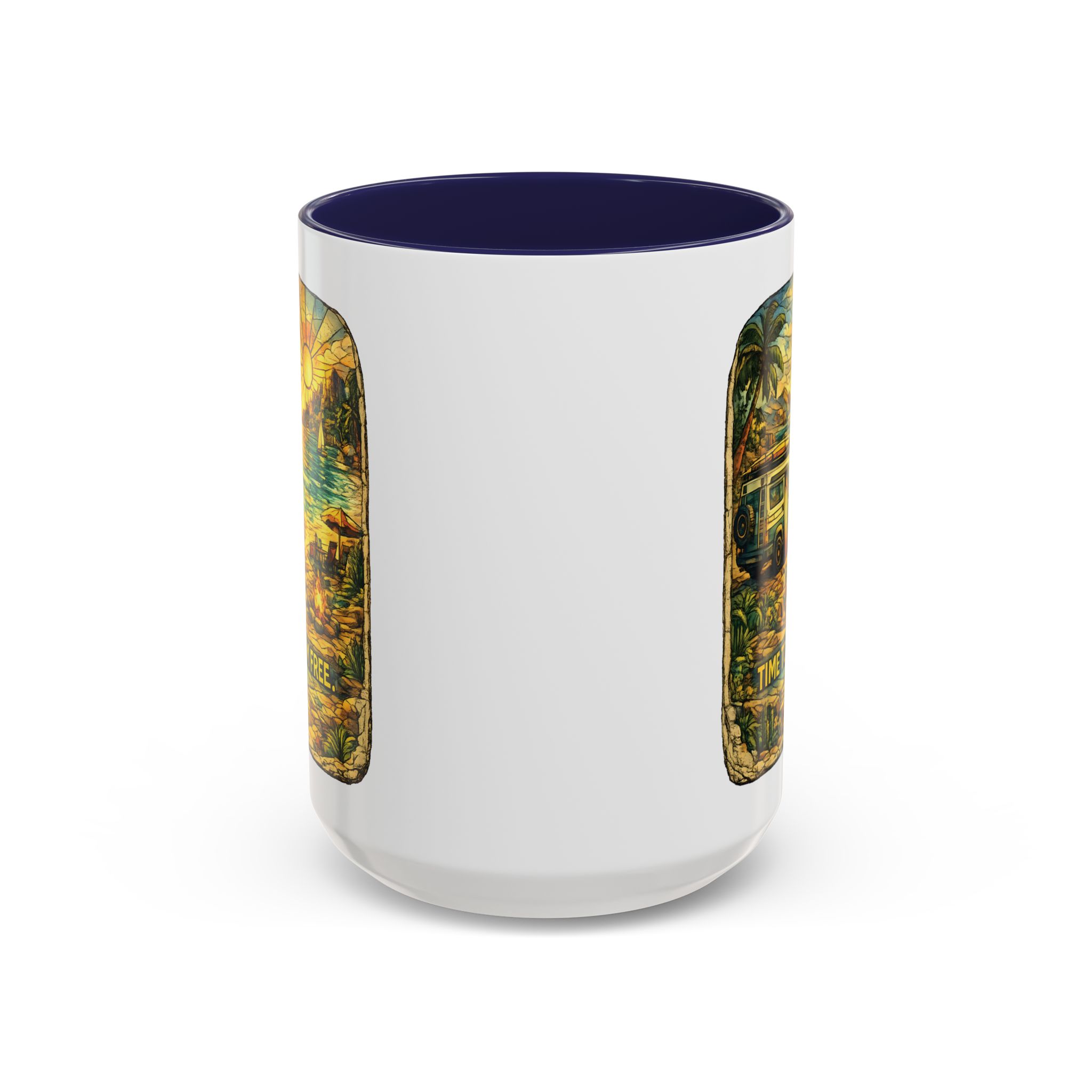 Accent Coffee Mug (11, 15oz) — "Time To Roam Free" Design Cubic-Line