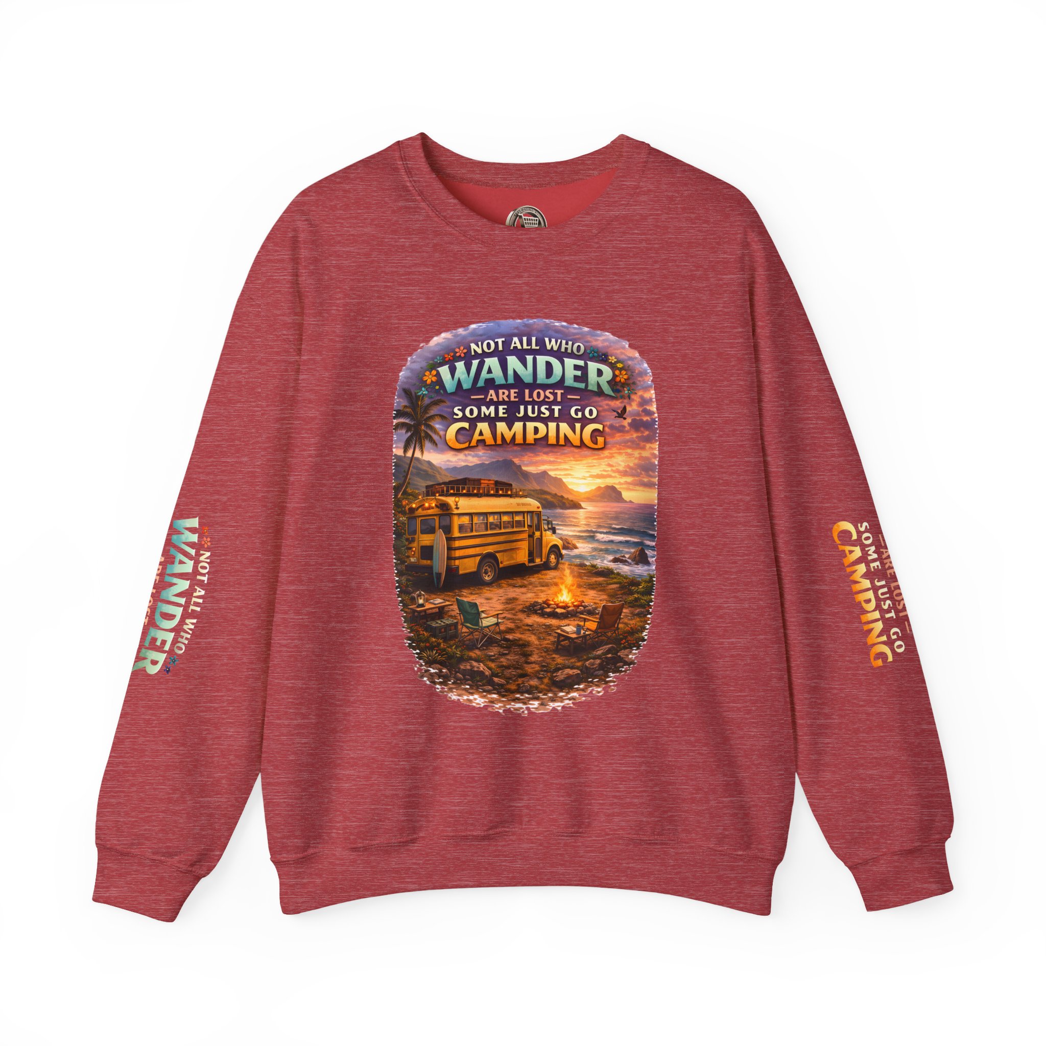 Unisex Heavy Blend™ Crewneck Sweatshirt — "Not All Who Wander Are Lost" Design Scenic-Line