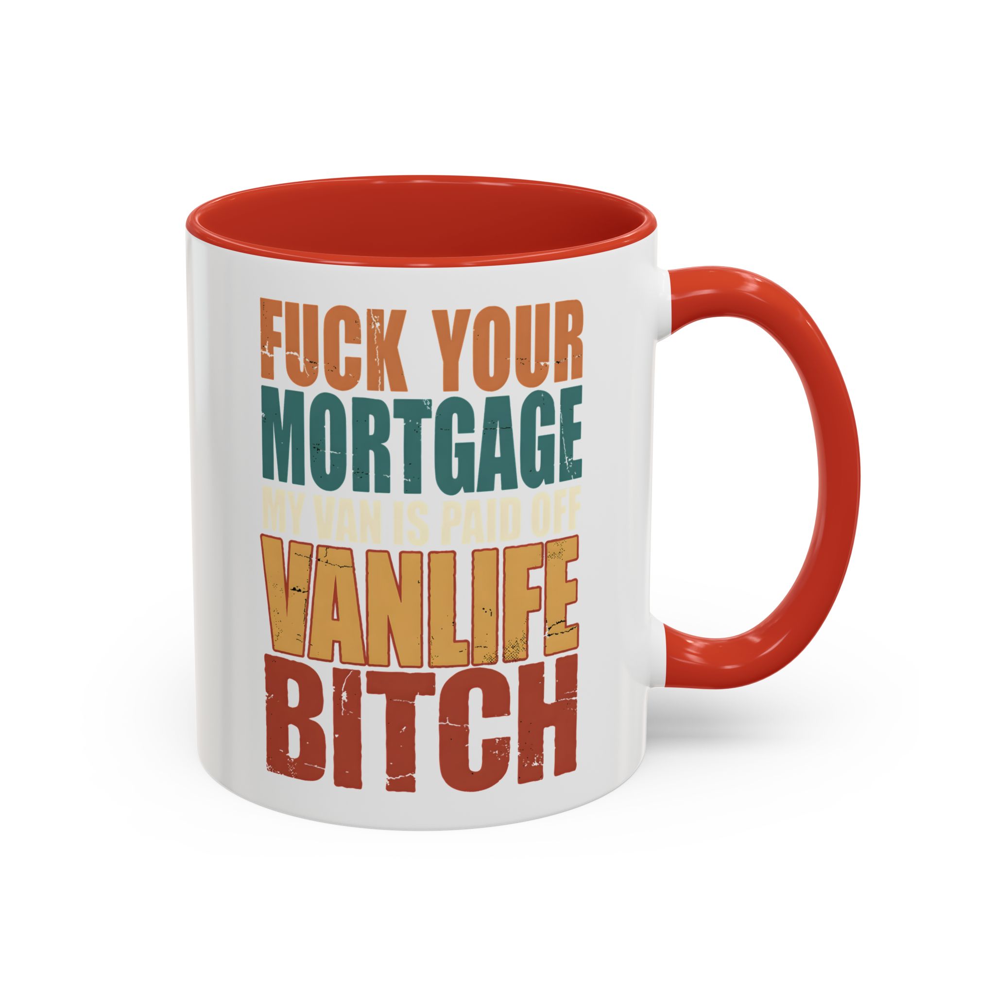 Accent Coffee Mug (11, 15oz) — "Fuck Your Mortgage" Design F**K-Line