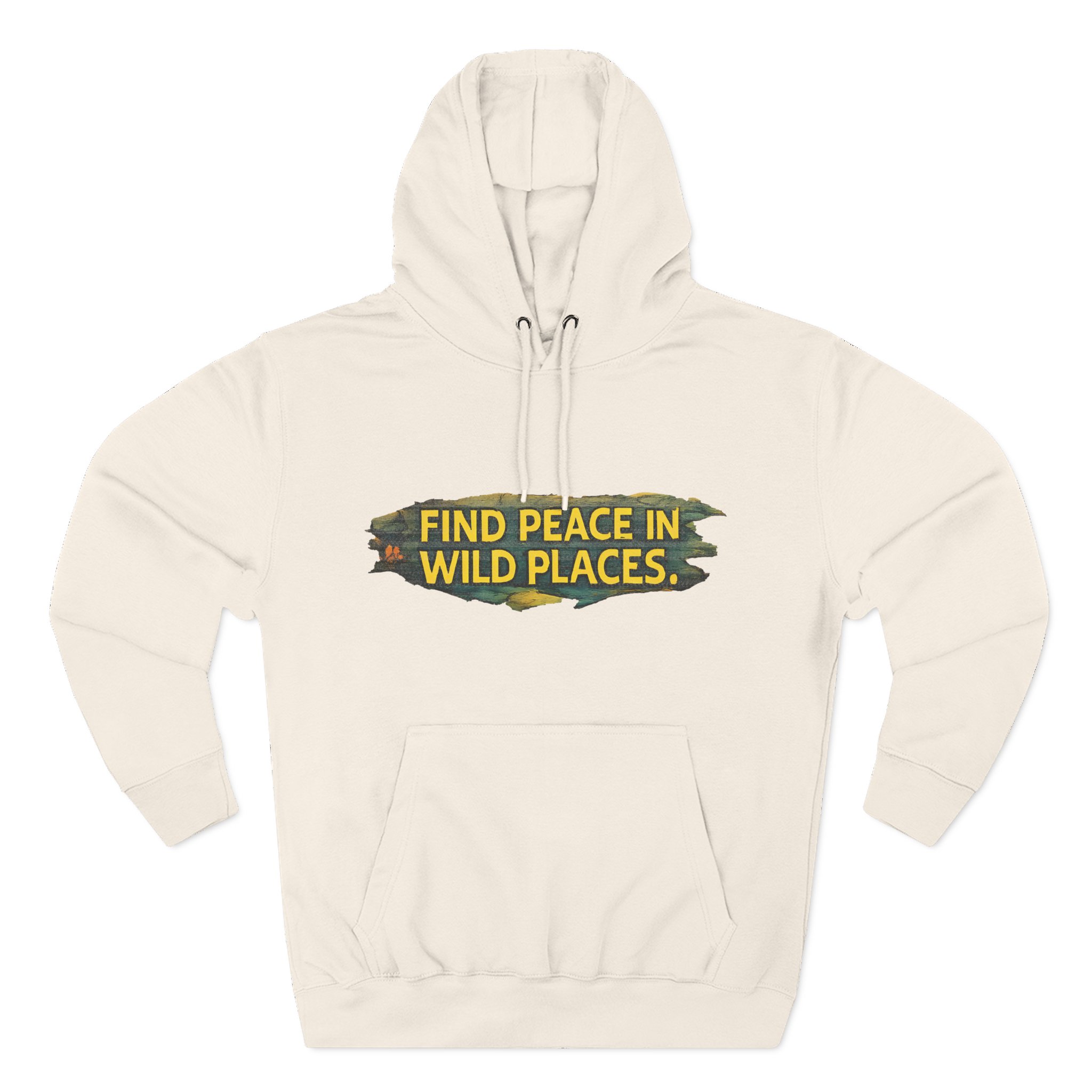 Three-Panel Fleece Hoodie - "Find Peace In Wild Places" Design Cubic-Line