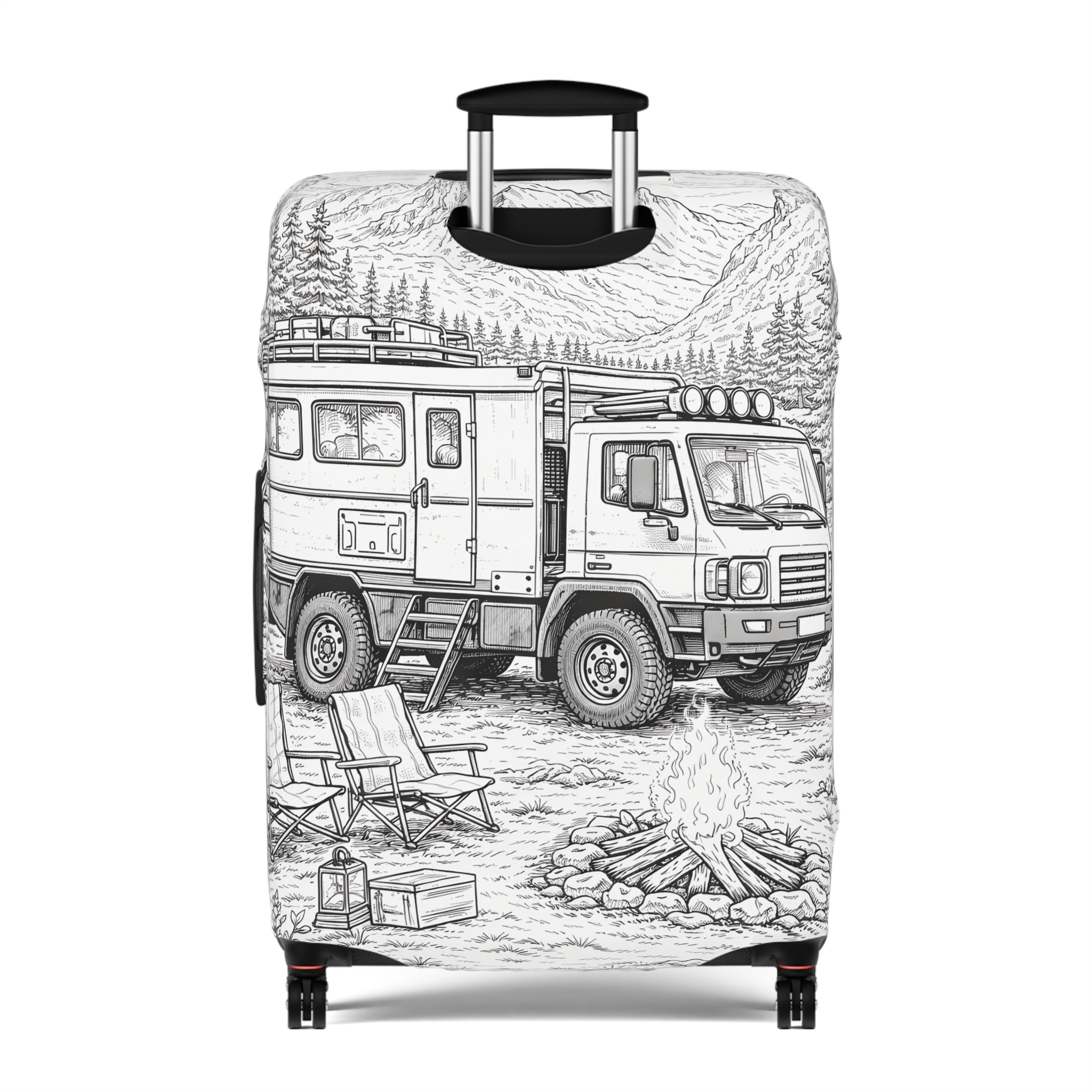 Luggage Cover — Adventure Camper Sketch Travel Suitcase