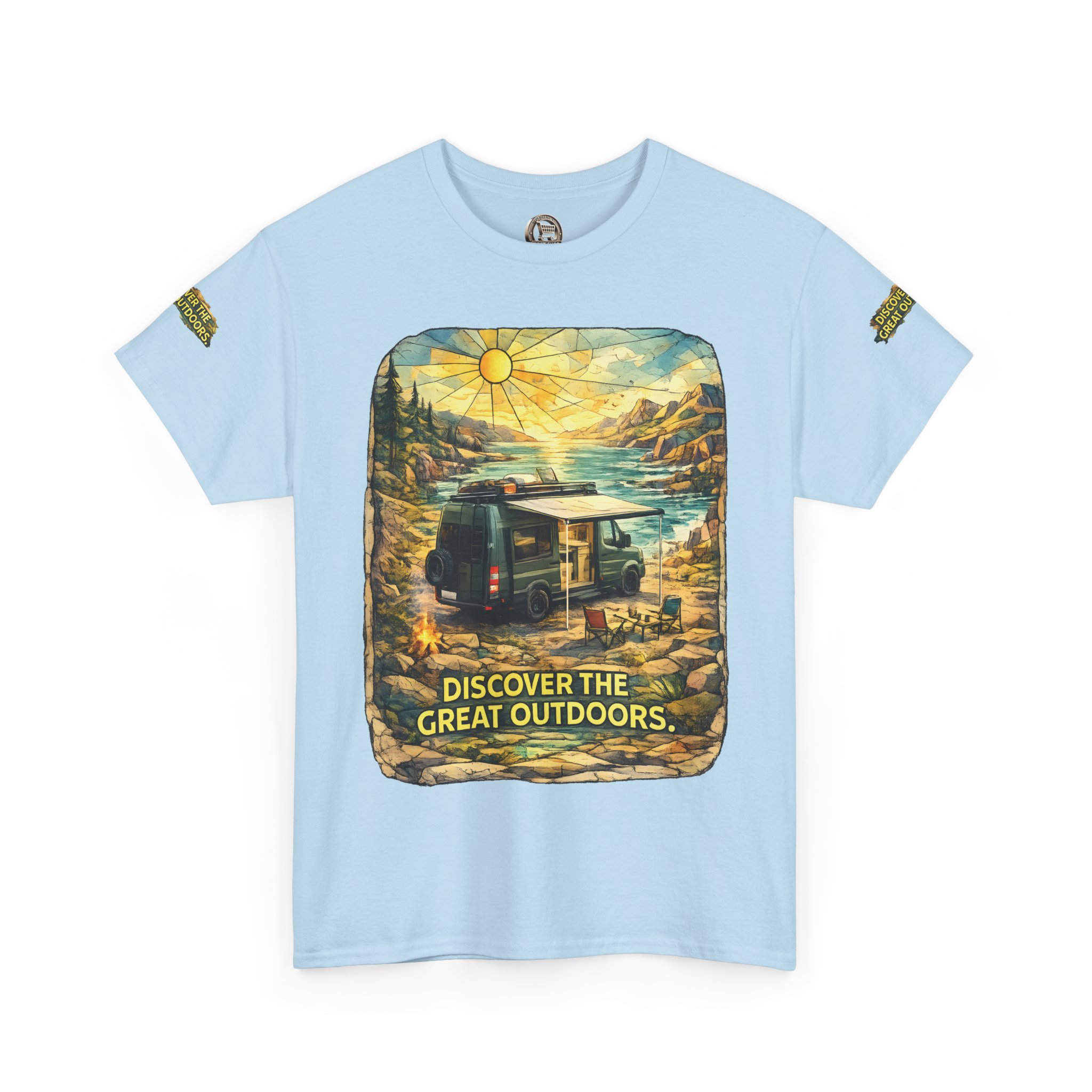 Unisex Heavy Cotton Tee — "Discover The Great Outdoors" Design Cubic-Line