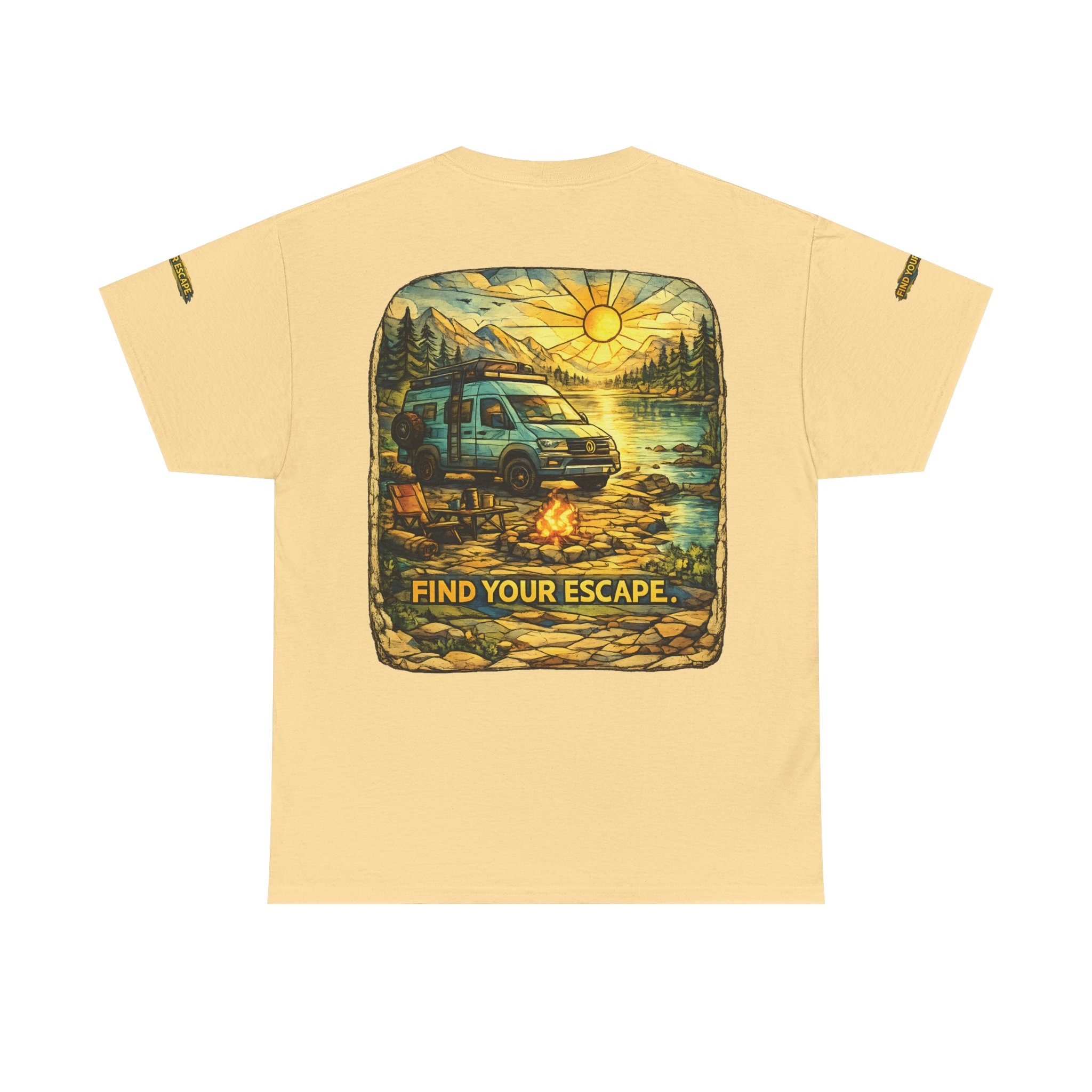 Unisex Heavy Cotton Tee — "Find Your Escape" Design Cubic-Line