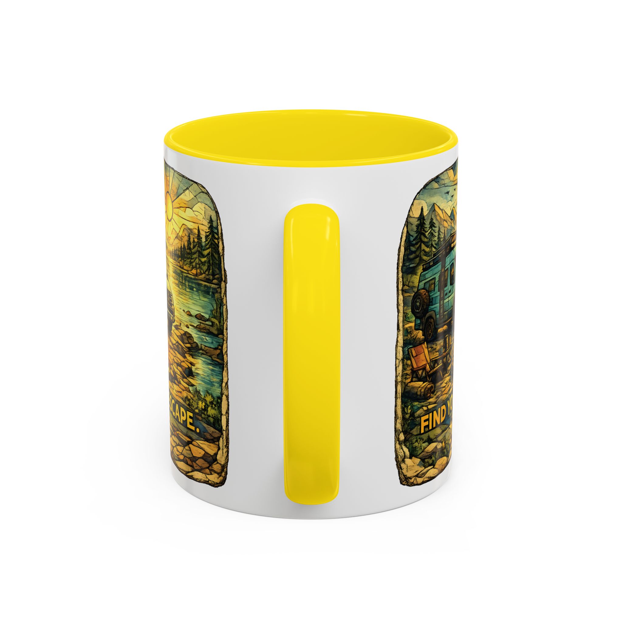 16261240965453271127_2048.jpeg Accent Coffee Mug (11, 15oz) — "Find Your Escape" Design Cubic-Line