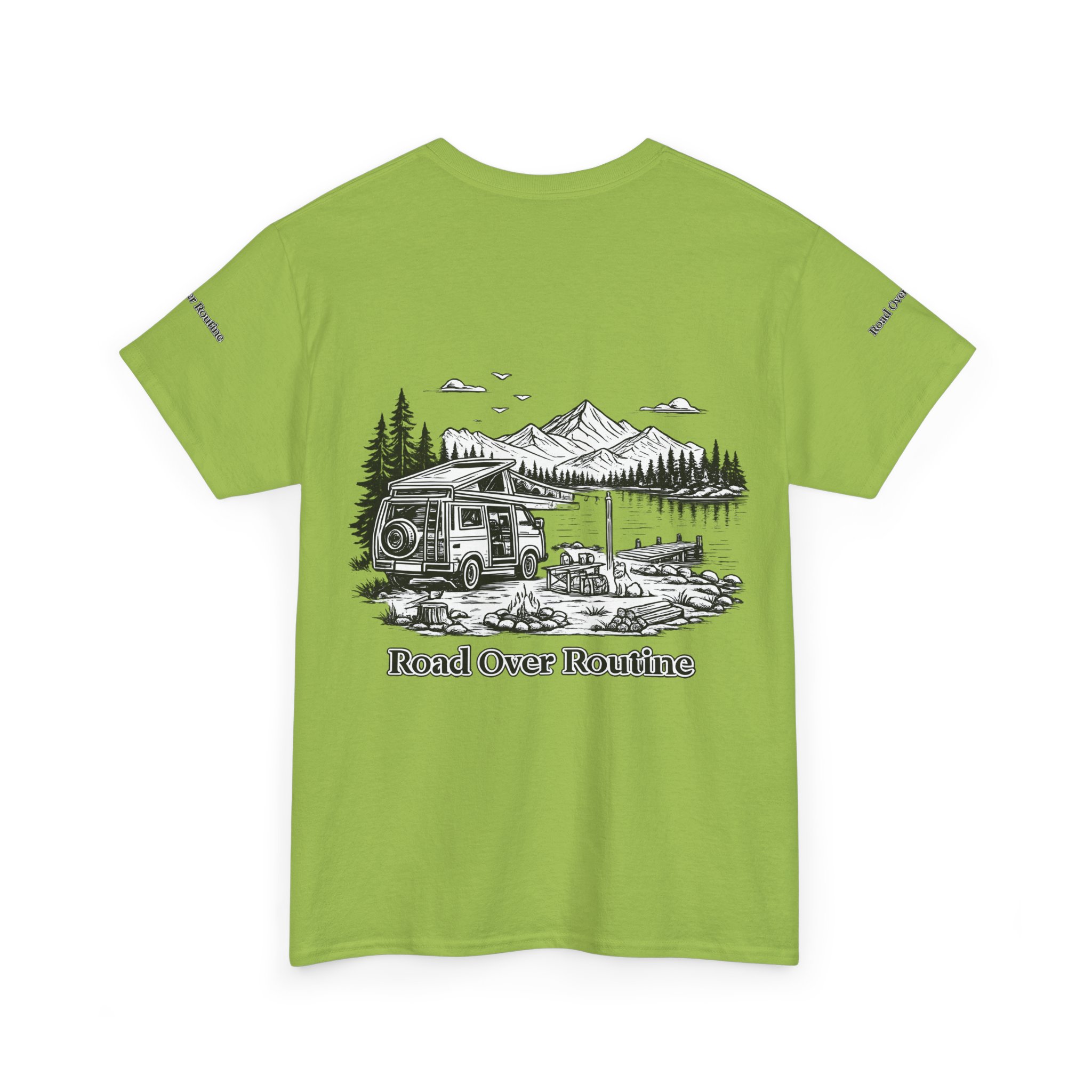 Unisex Heavy Cotton Tee — "Road Over Routine" Design Minimal-Line