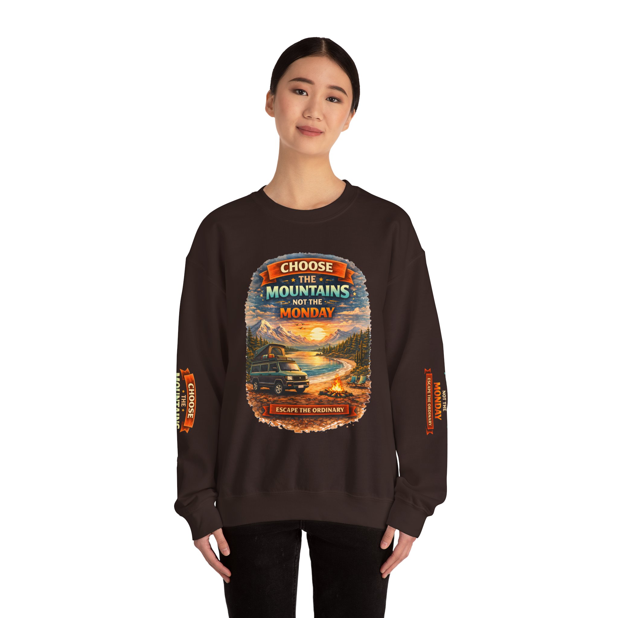 Unisex Heavy Blend™ Crewneck Sweatshirt — "Choose The Mountens" Design Scenic-Line