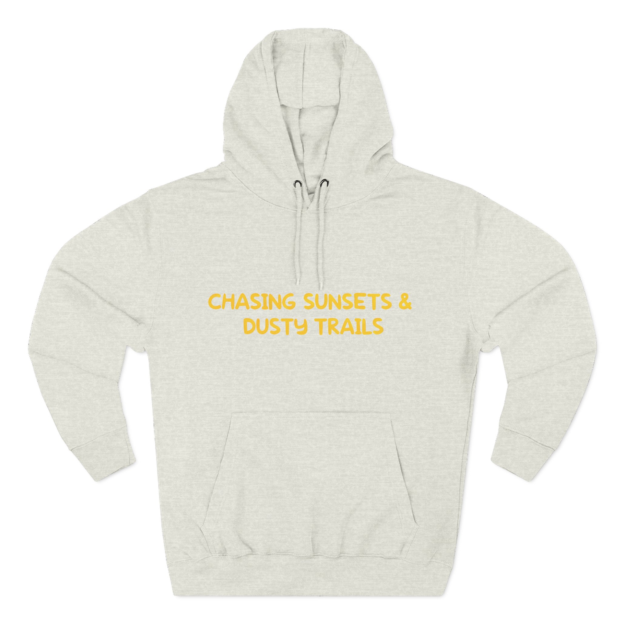 Three-Panel Fleece Hoodie - "Chasing Sunsets And Dusty Trails" Design Sitcom-Line