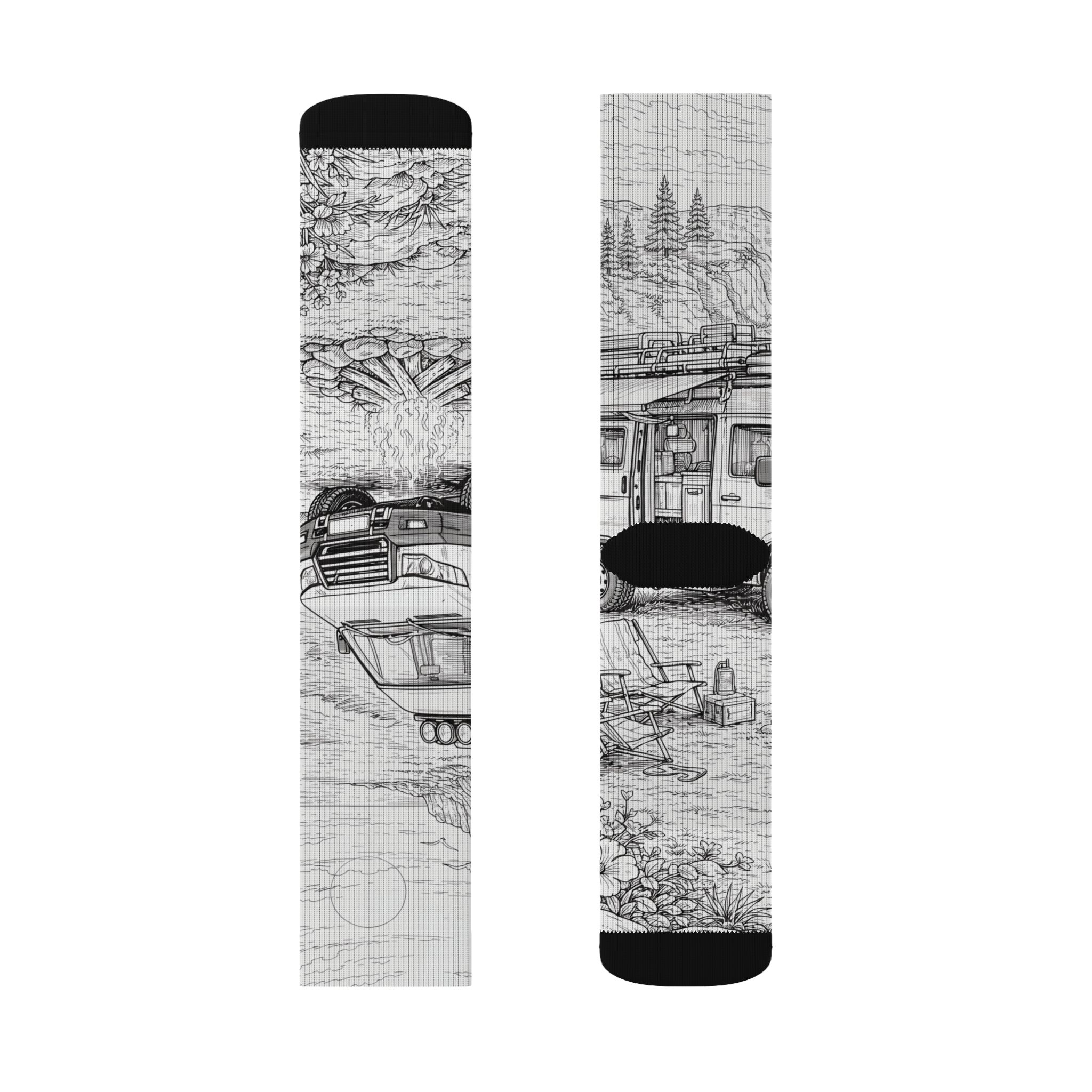 Sublimation Socks — Retro Camper Roadtrip Crew Socks