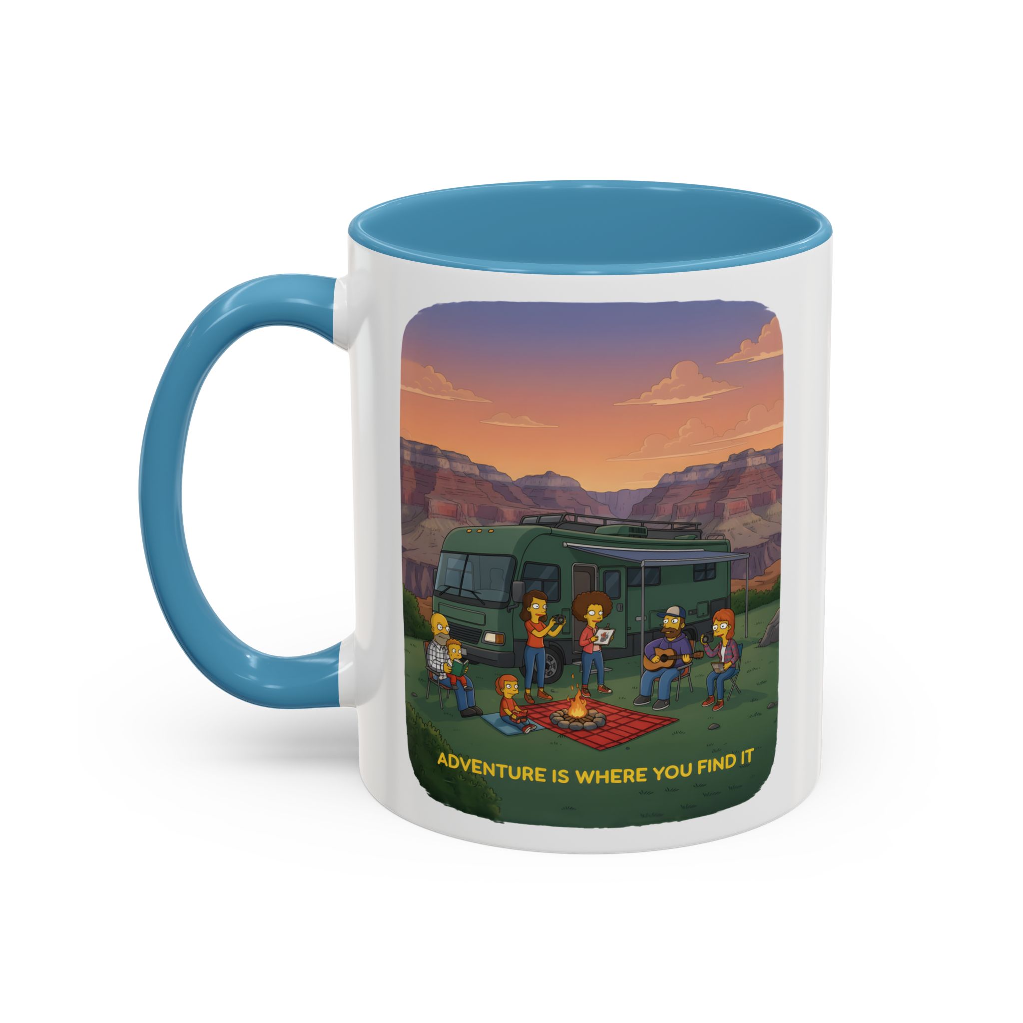 Accent Coffee Mug (11, 15oz) — "Adventure Is Where You Find It" Design Sitcom-Line