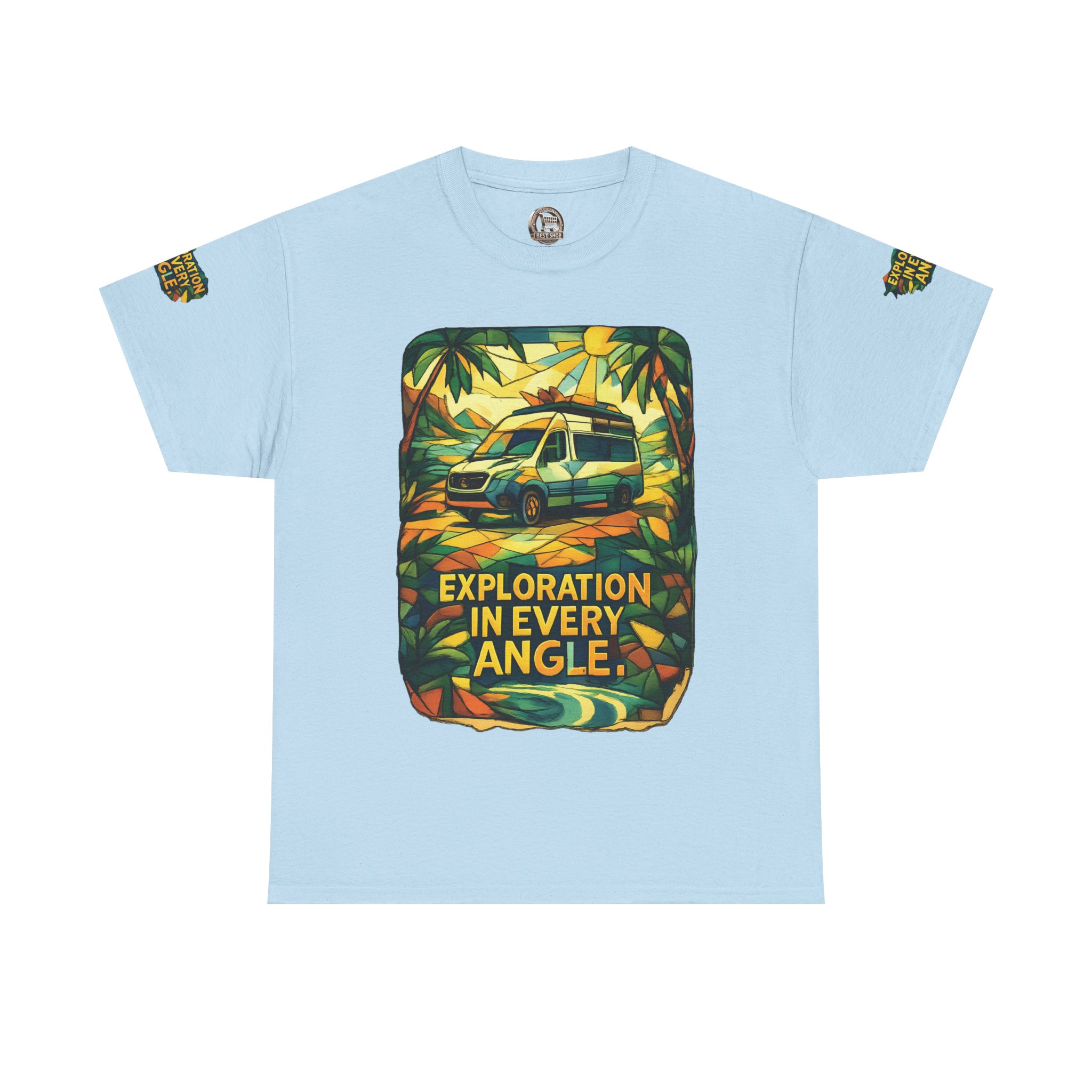 Unisex Heavy Cotton Tee — "Exploration In Every Angle" Design Cubic-Line