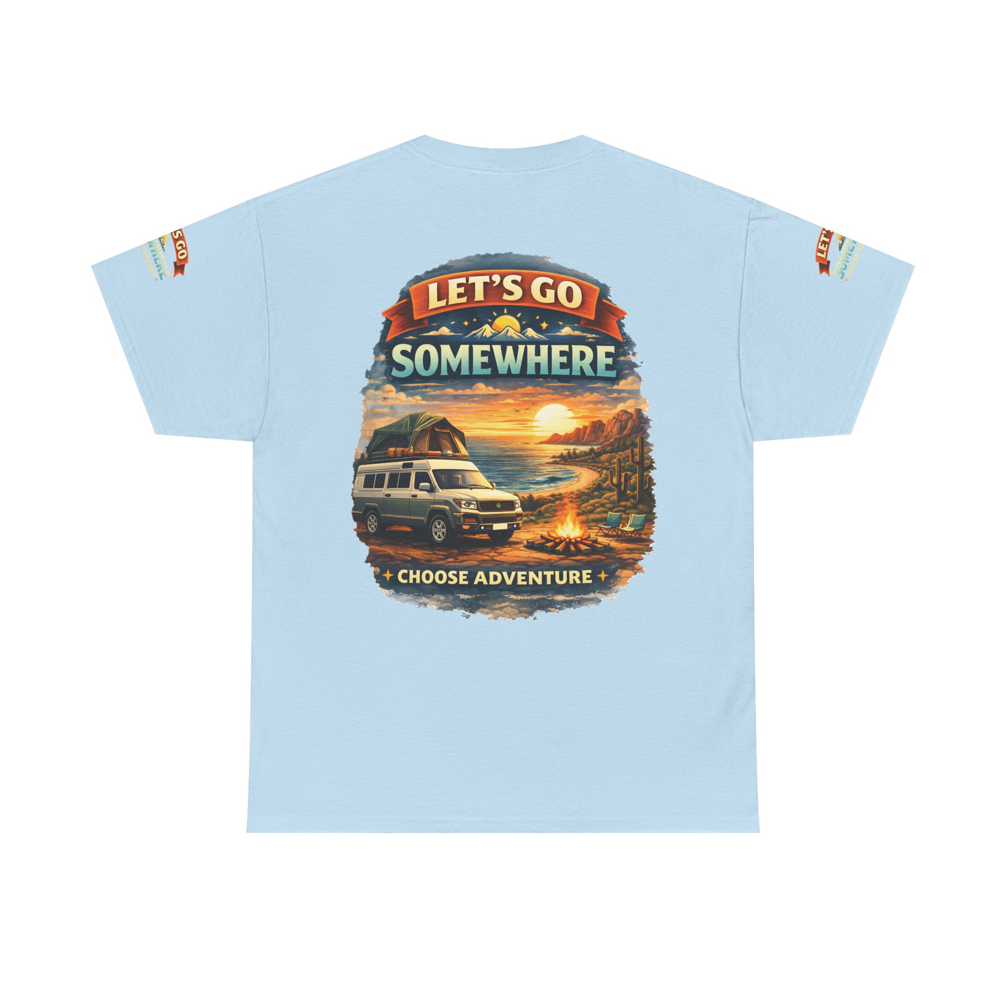 Unisex Heavy Cotton Tee — "Lets Go Somewhere" Design Scenic-Line