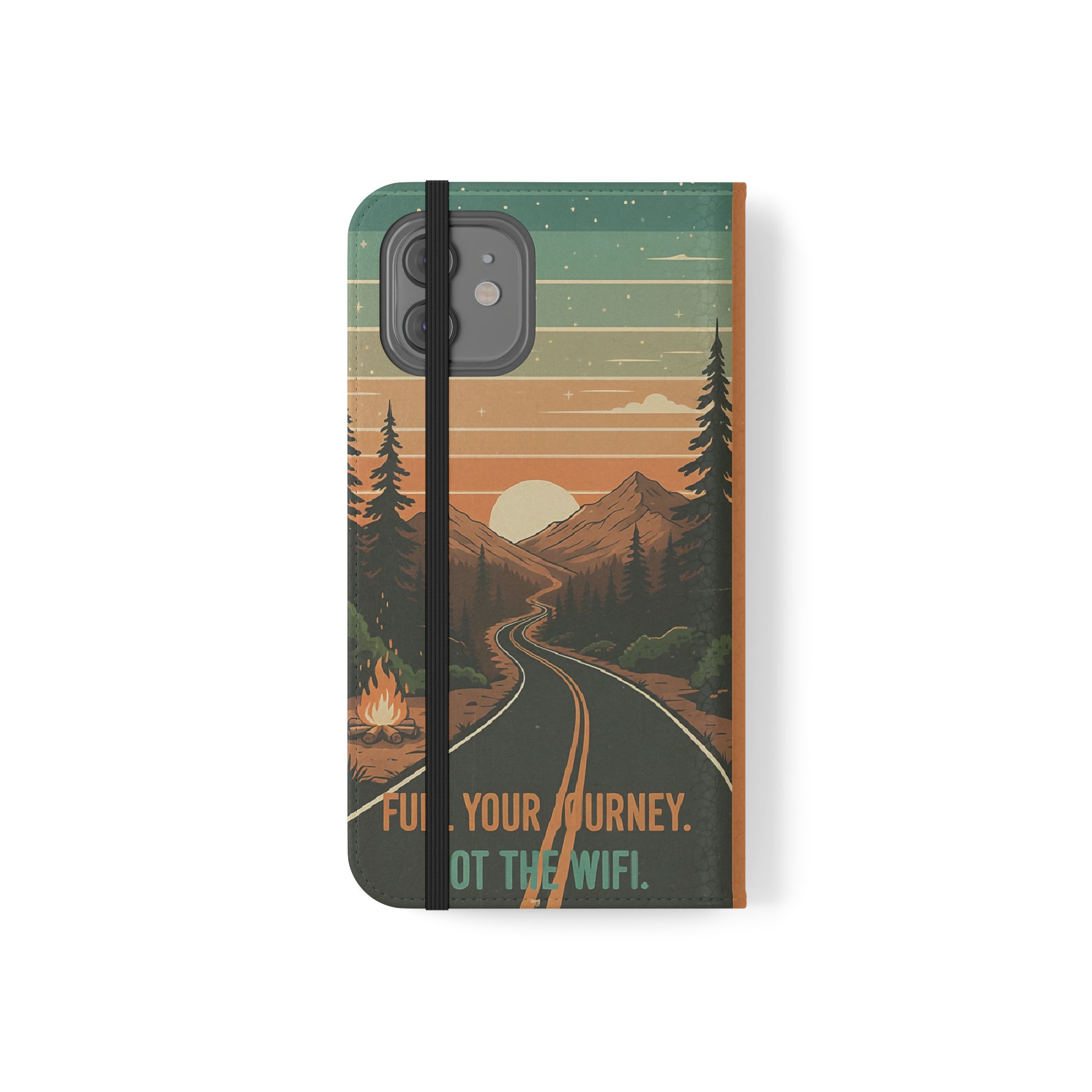Flip Phone Case — "Adventure Awaits Unplug & Drive" Wallet Case