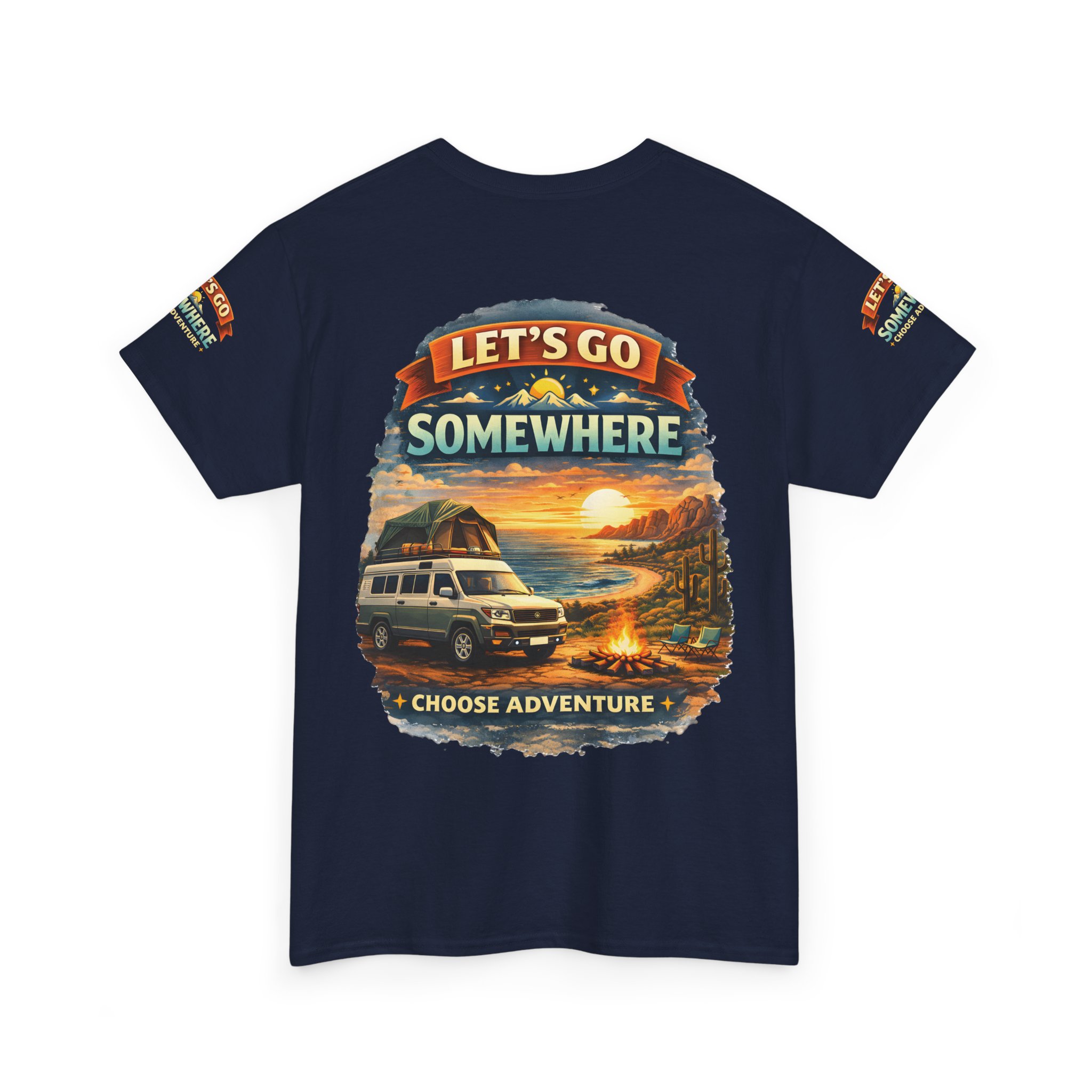 Unisex Heavy Cotton Tee — "Lets Go Somewhere" Design Scenic-Line