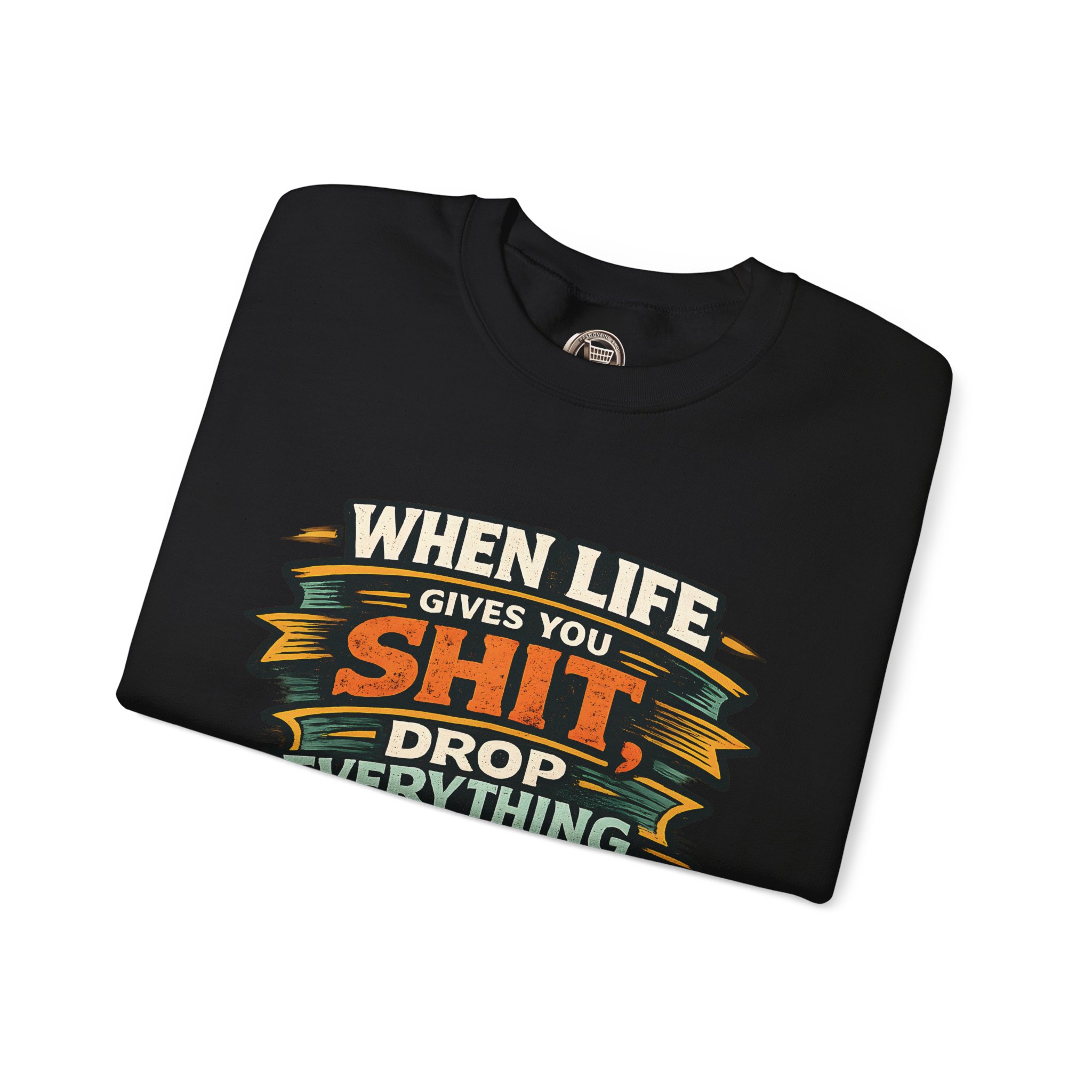 Unisex Heavy Blend™ Crewneck Sweatshirt — "When Live Gives You Shit" Design F**K-Line