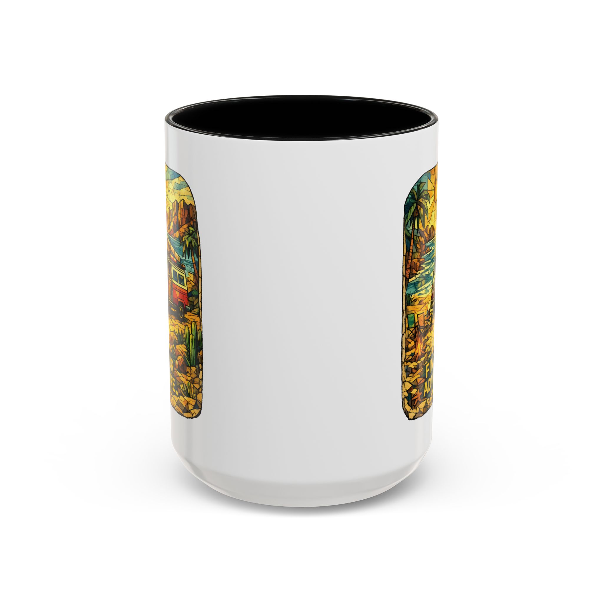 Accent Coffee Mug (11, 15oz) — ""Find Your Adventure"" Design Cubic-Line