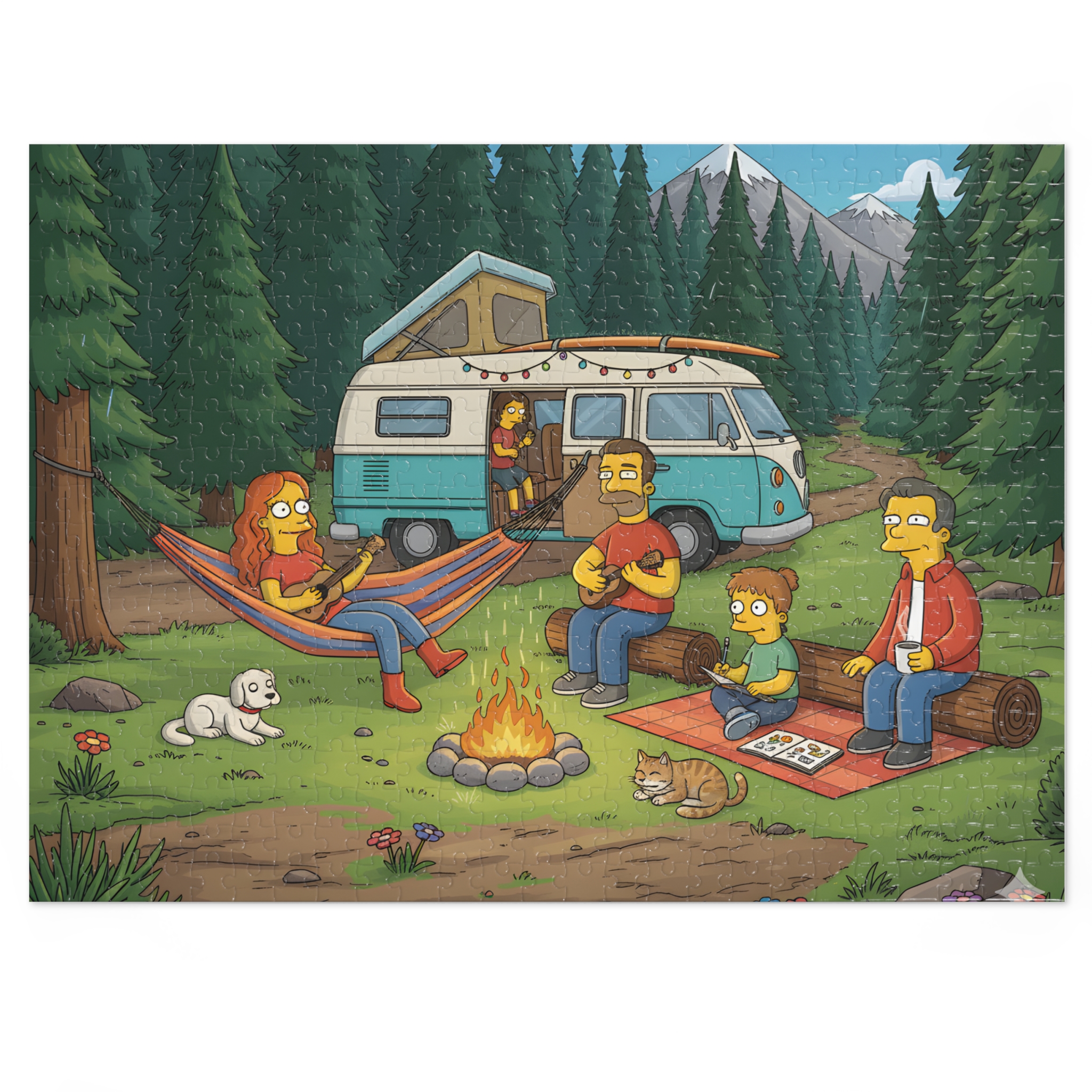 Jigsaw Puzzle with Tin — Scenic Campervan Campfire