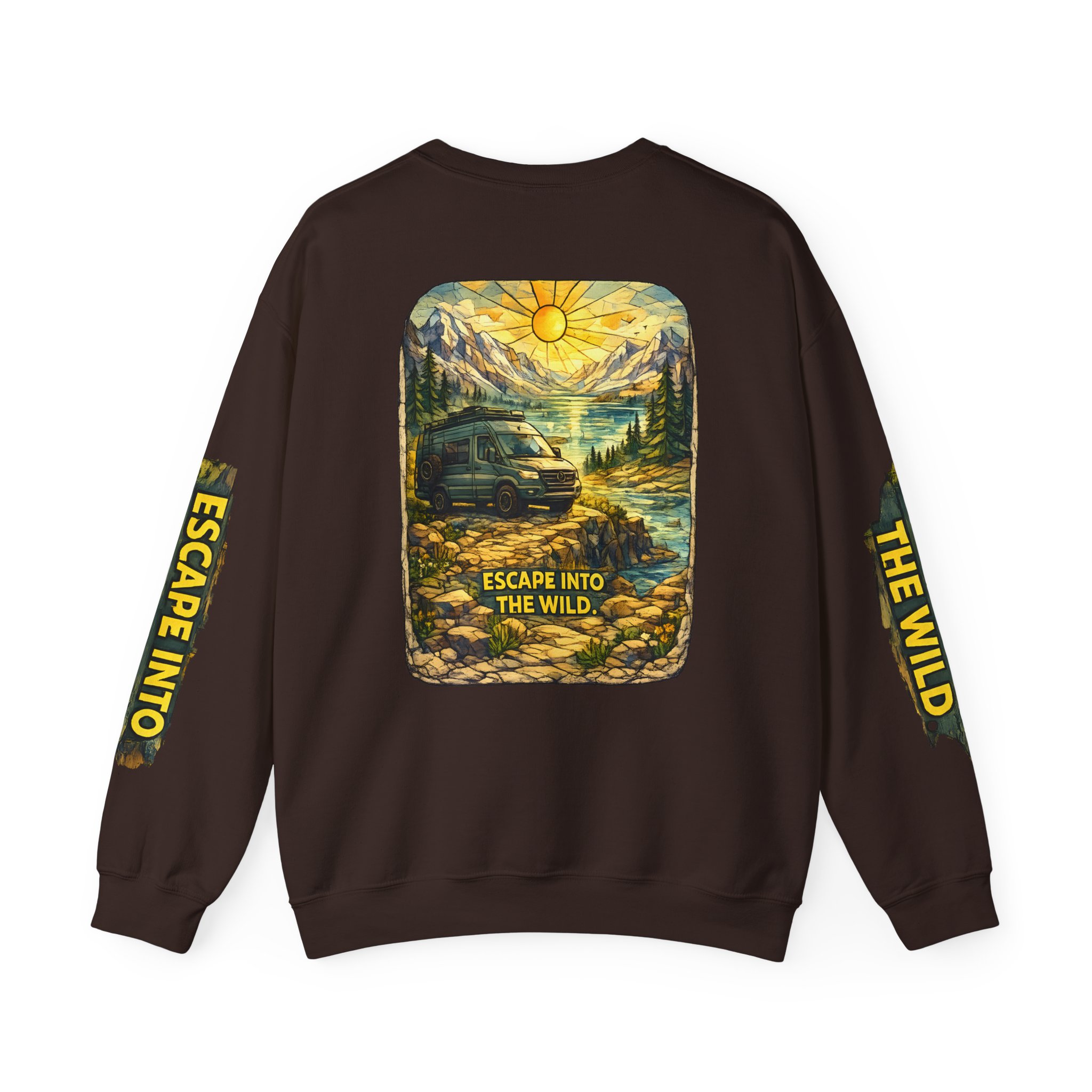 Unisex Heavy Blend™ Crewneck Sweatshirt — "Escape Into The Wild" Design Cubic-Line