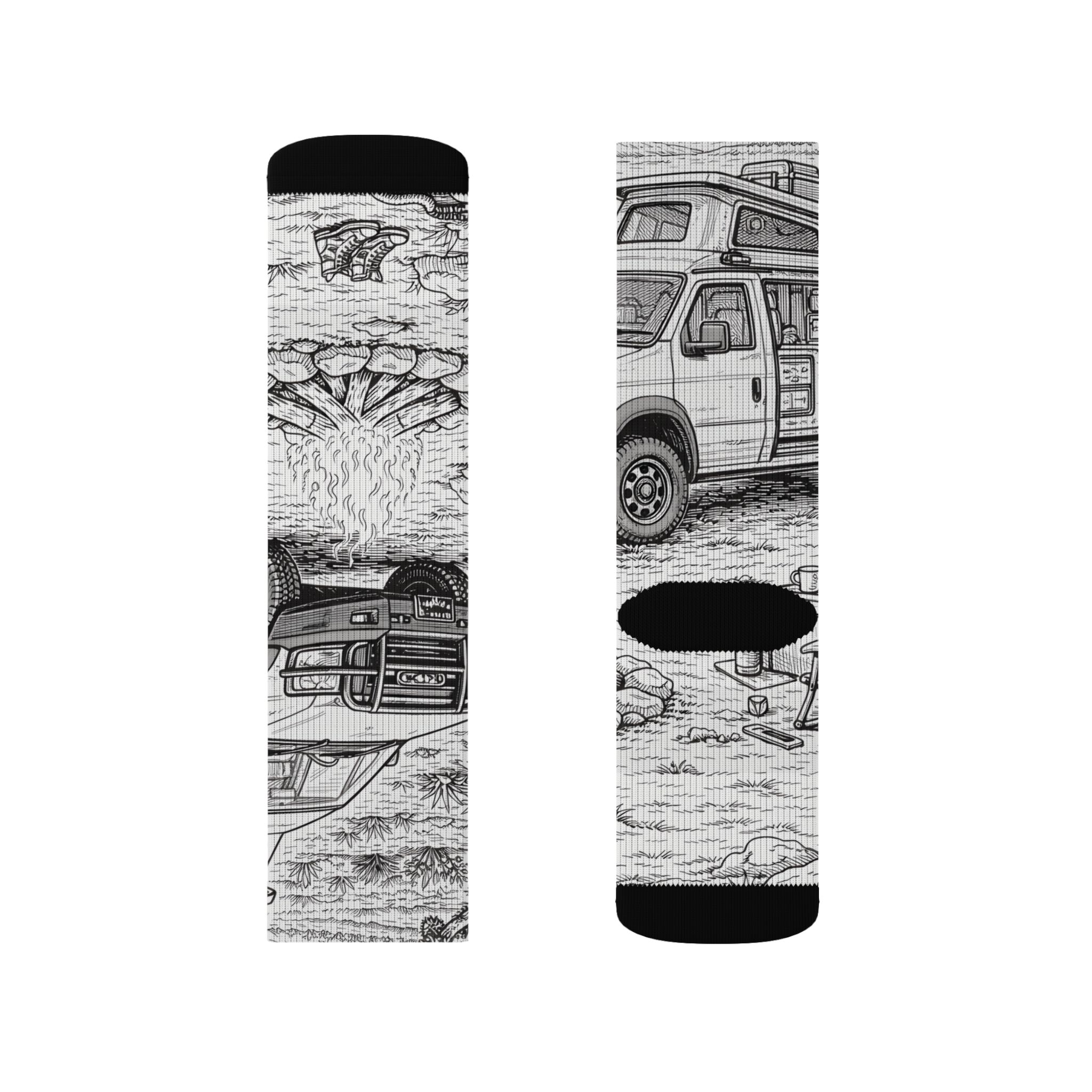 Sublimation Socks — Retro Camper Roadtrip Crew Socks