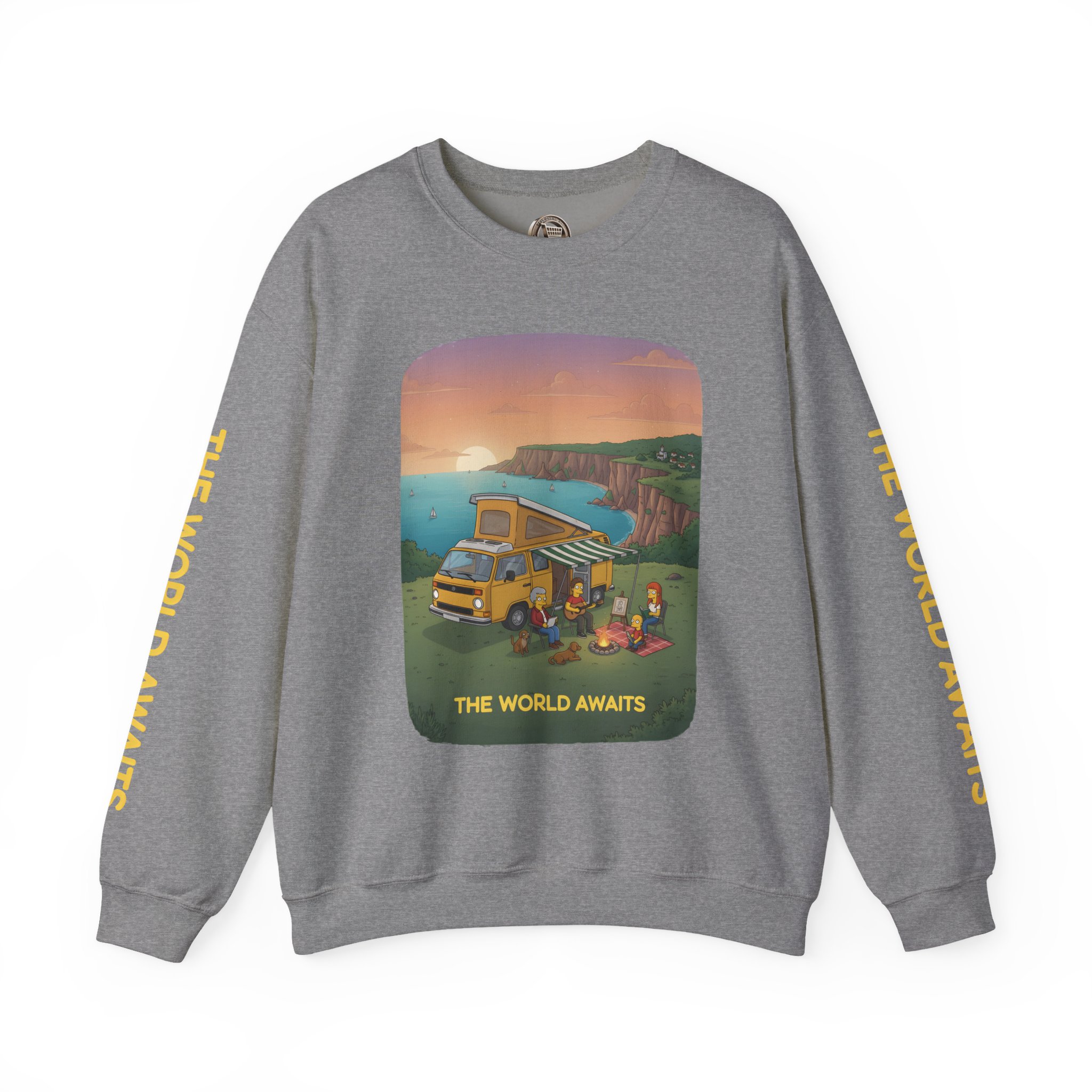 Unisex Heavy Blend™ Crewneck Sweatshirt — "The World Awaits" Design Sitcom-Line