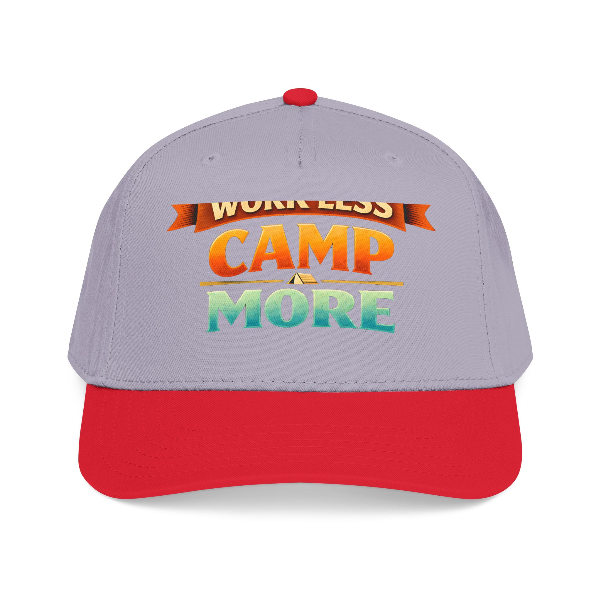 Baseball Cap - "Work Less-Camp More" Design Scenic-Line
