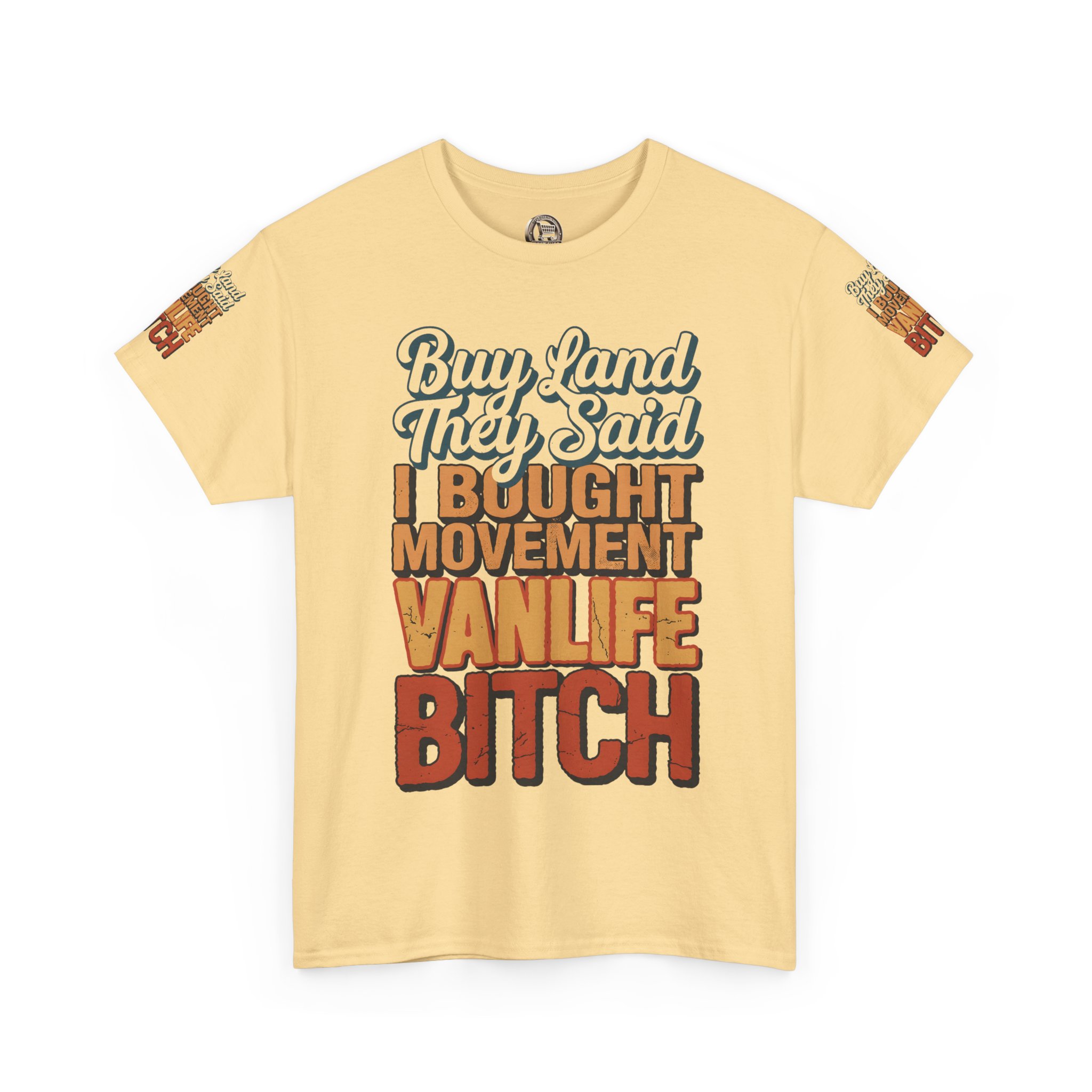 Unisex Heavy Cotton Tee — "Buy Land They Said" Design F**K-Line