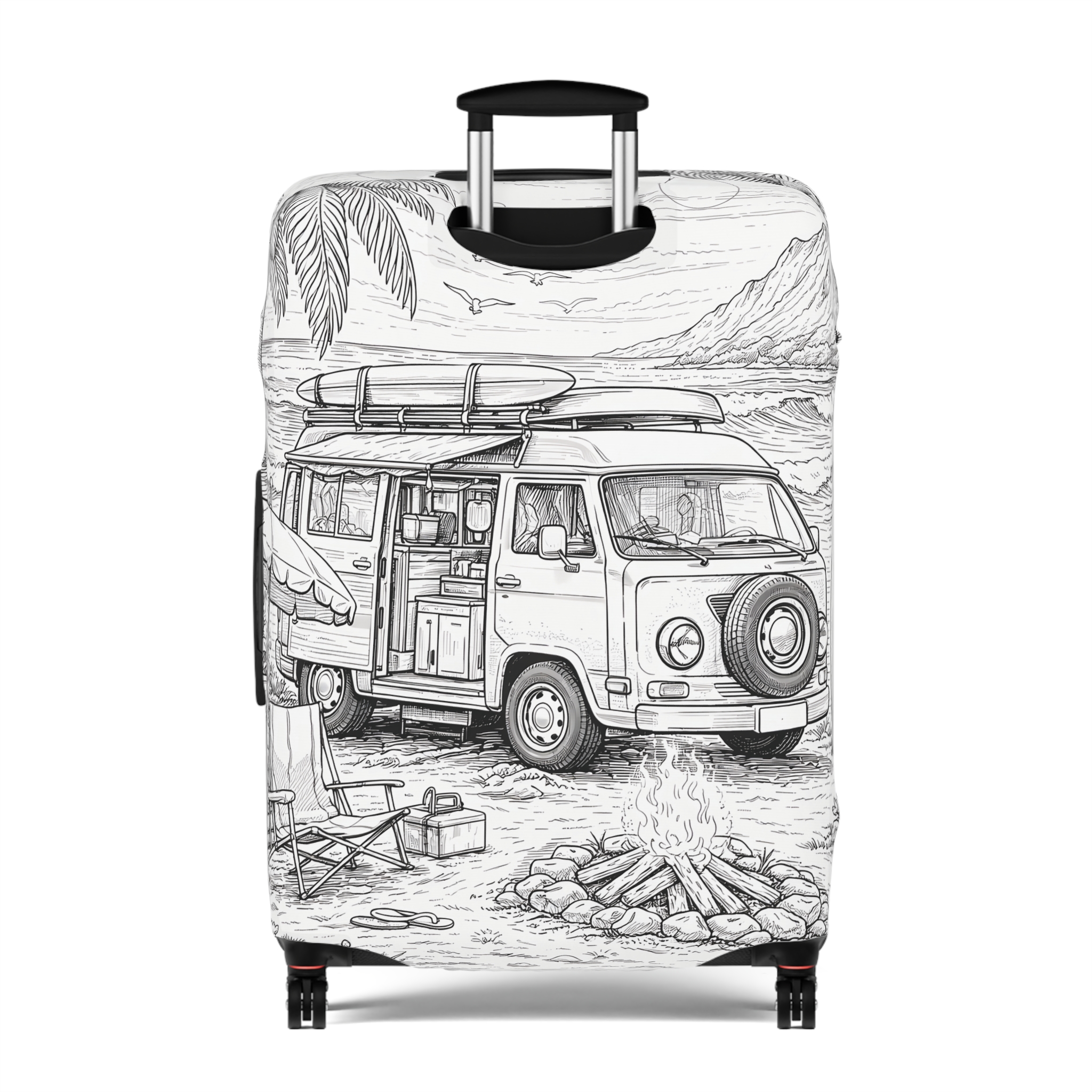 Luggage Cover — Adventure Camper Sketch Travel Suitcase