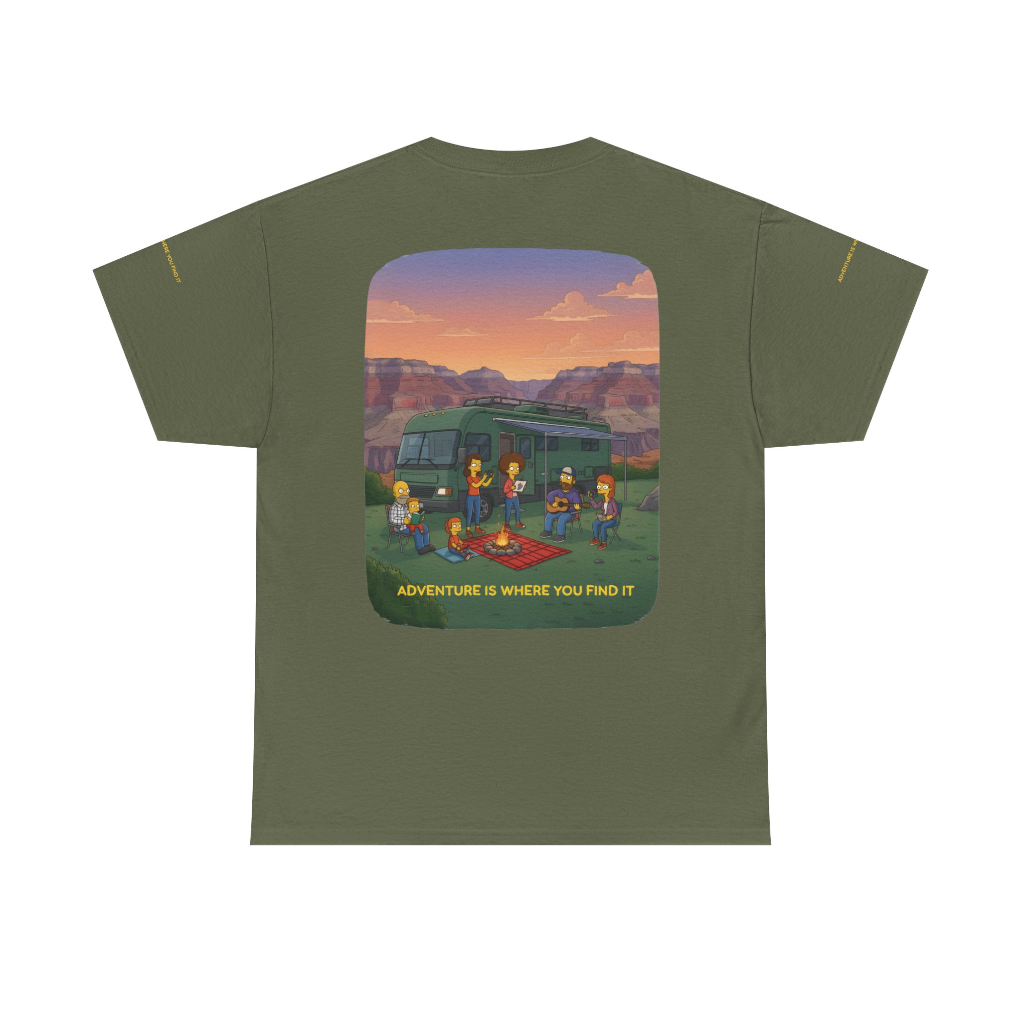 Unisex Heavy Cotton Tee — "Adventure Is Where You Find It" Design Sitcom-Line