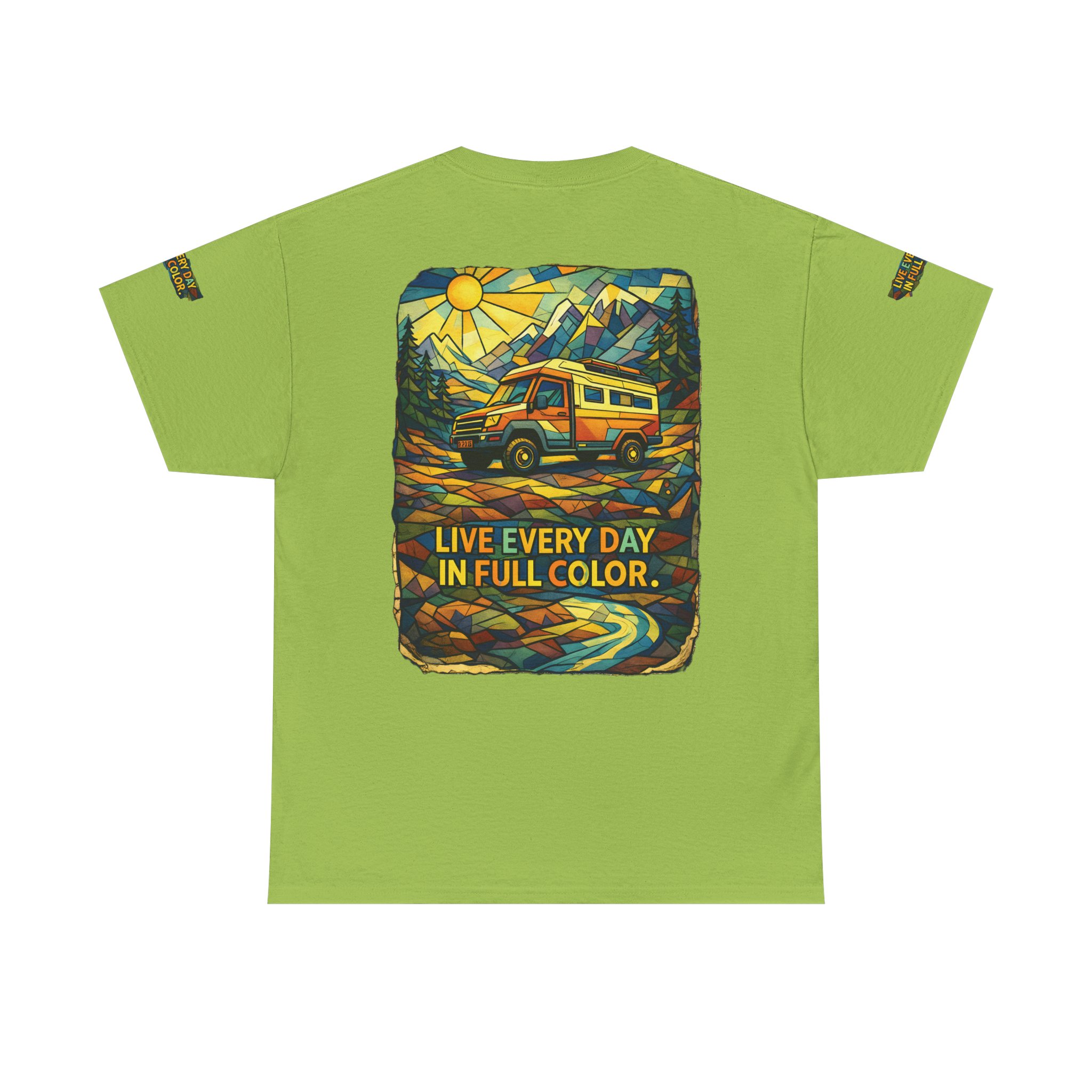 16327954594911982931_2048.jpeg Unisex Heavy Cotton Tee — "Live Life Every Day In Full Color" Design Cubic-Line