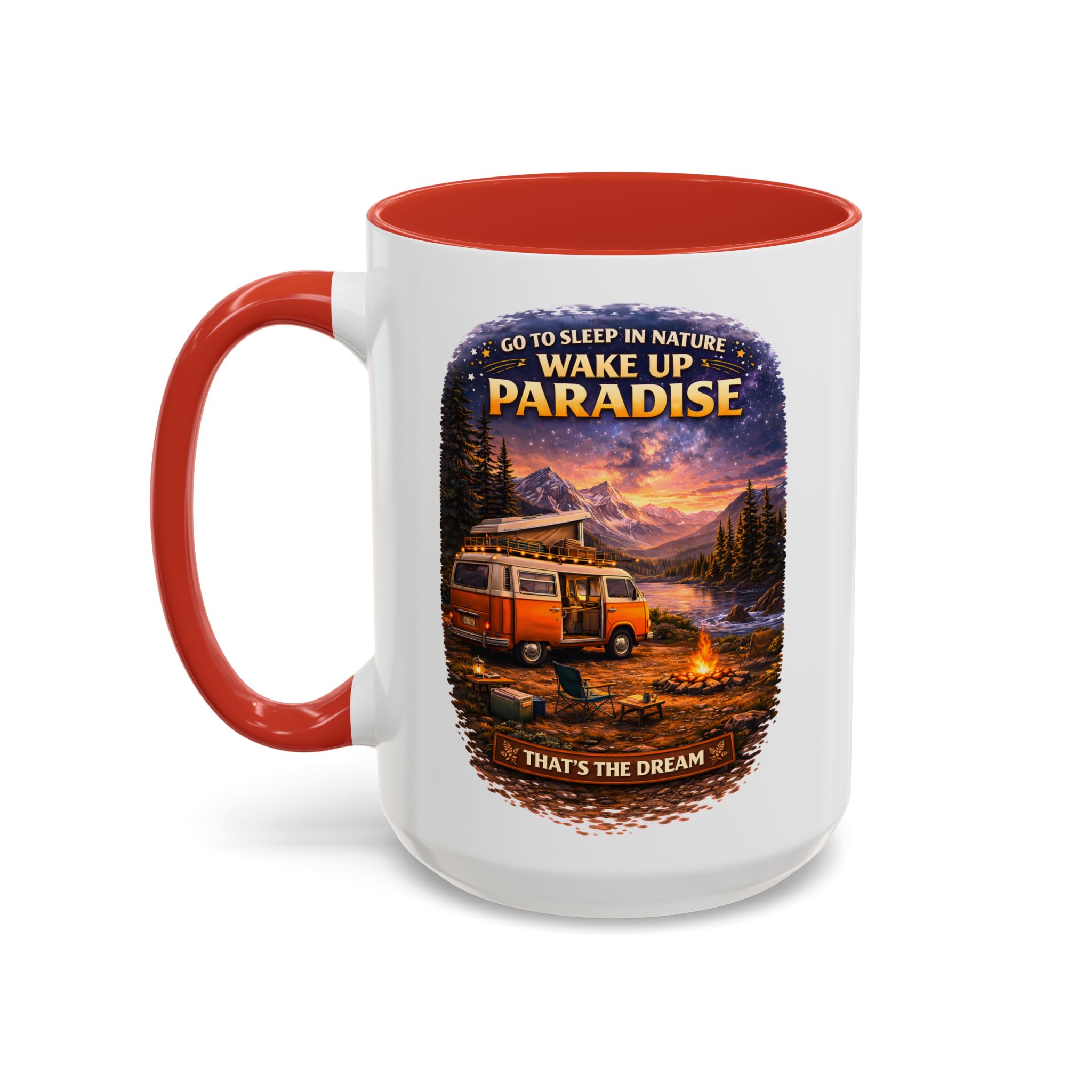 Accent Coffee Mug (11, 15oz) — "Go to Sleep in Nature" Design Scenic-Line