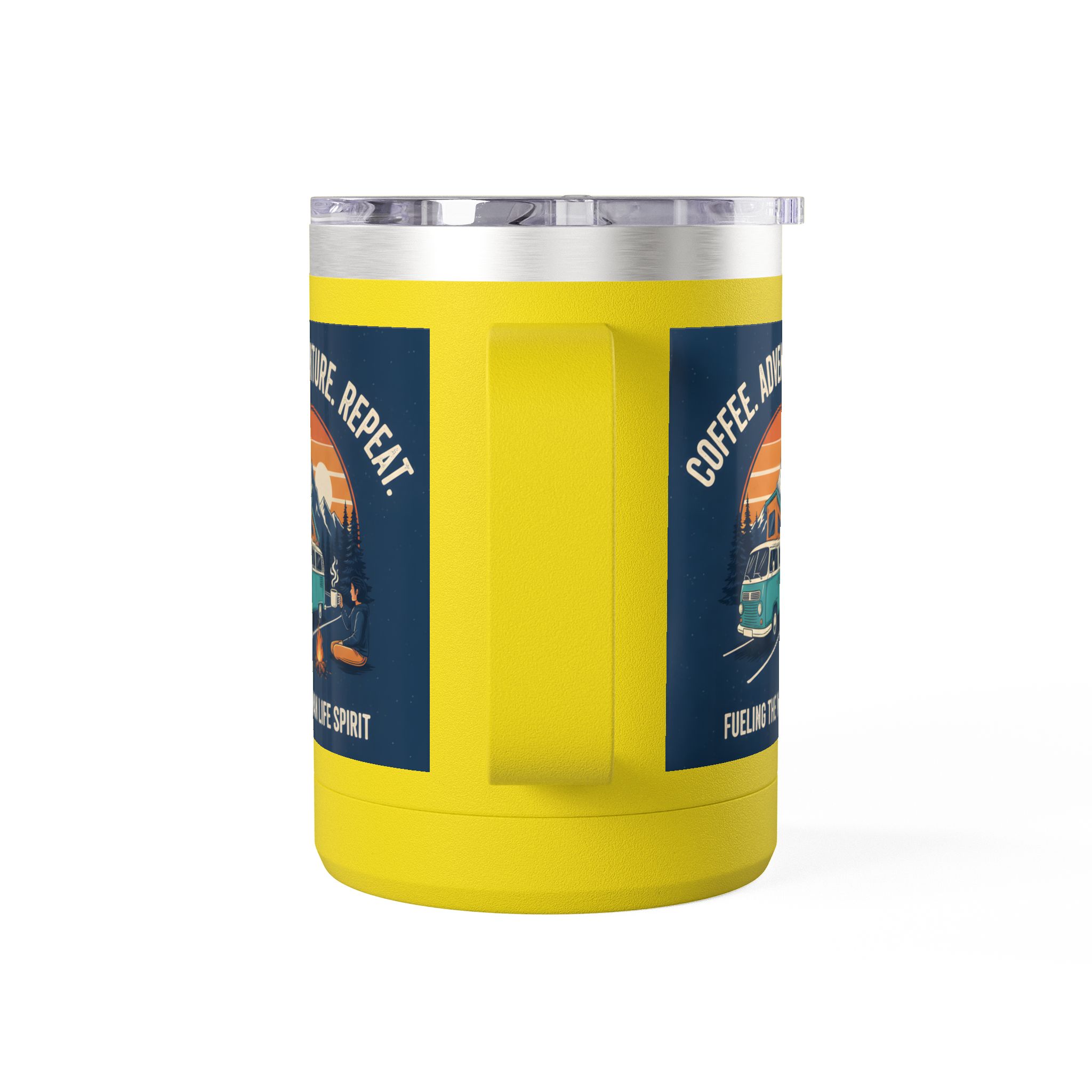 Coffee Mug Tumbler, 15oz — “Coffee. Adventure. Repeat.”