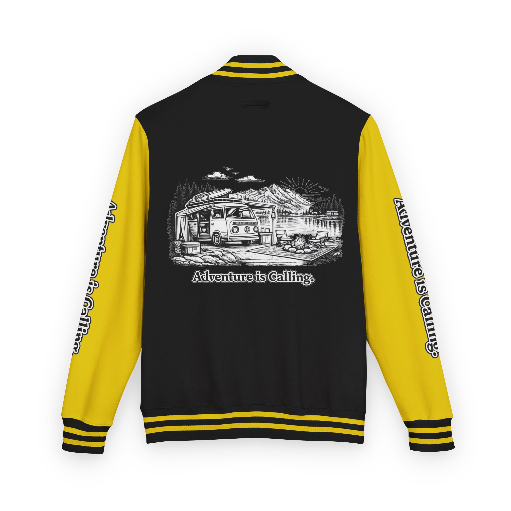 16336279971775415378_2048-1.jpeg Unisex Heavyweight Letterman Jacket — "Adventure Is Calling" Travel Varsity Coat