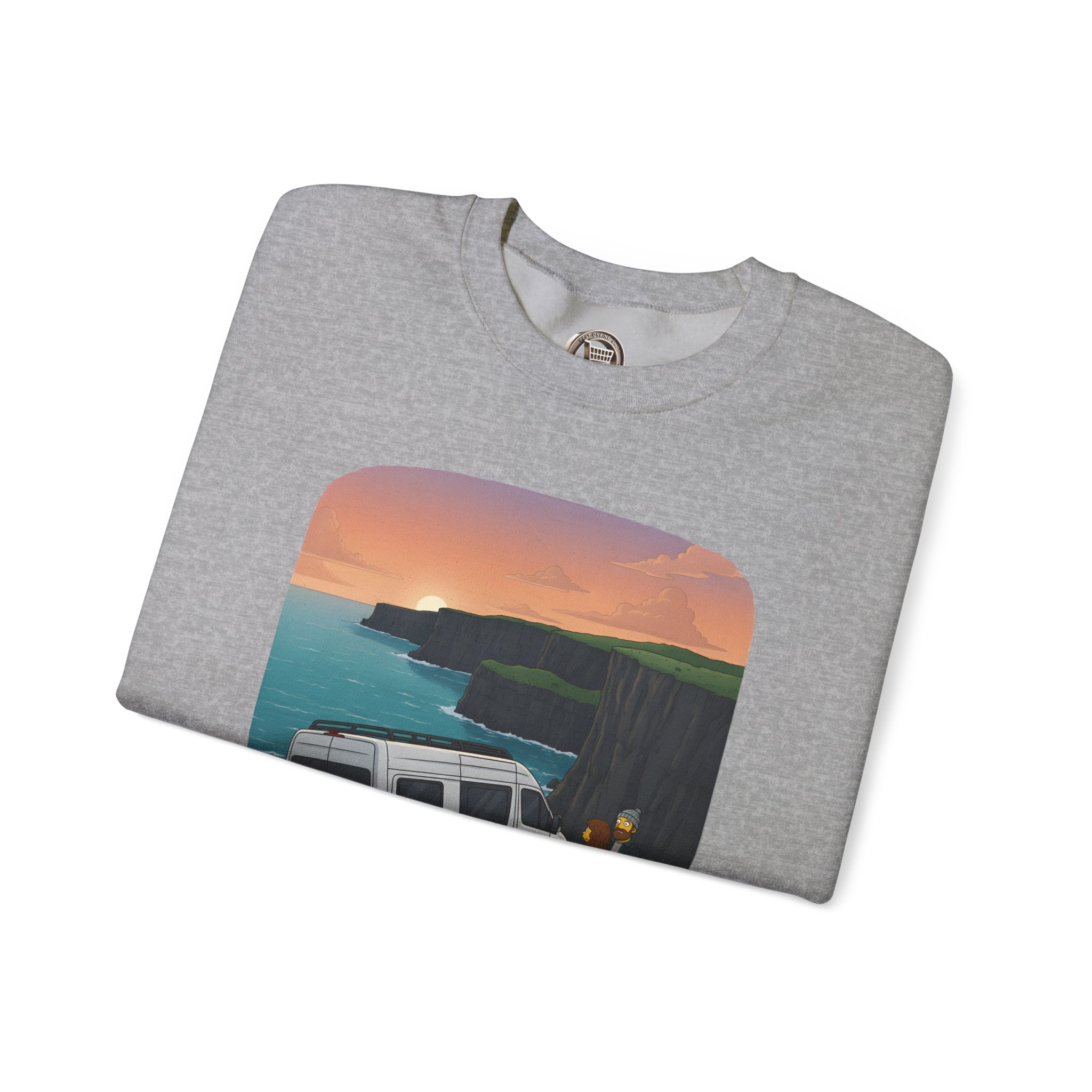 Unisex Heavy Blend™ Crewneck Sweatshirt — "Ocean Views-Adventures Awaits" Design Sitcom-Line