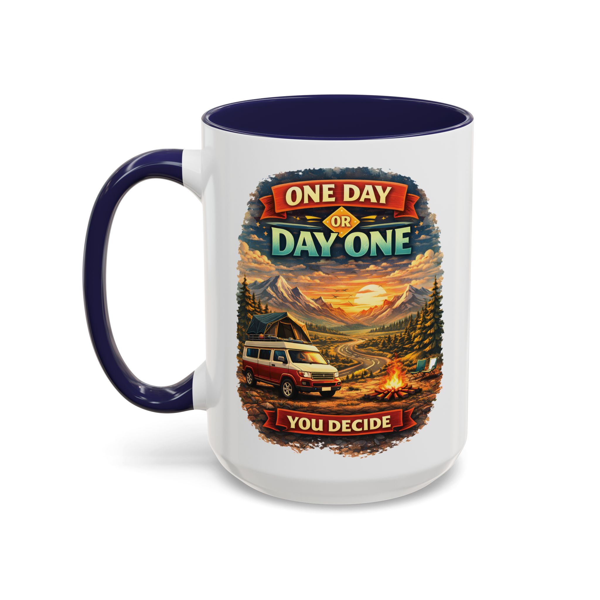 Accent Coffee Mug (11, 15oz) — "One Day Or Day One" Design Scenic-Line