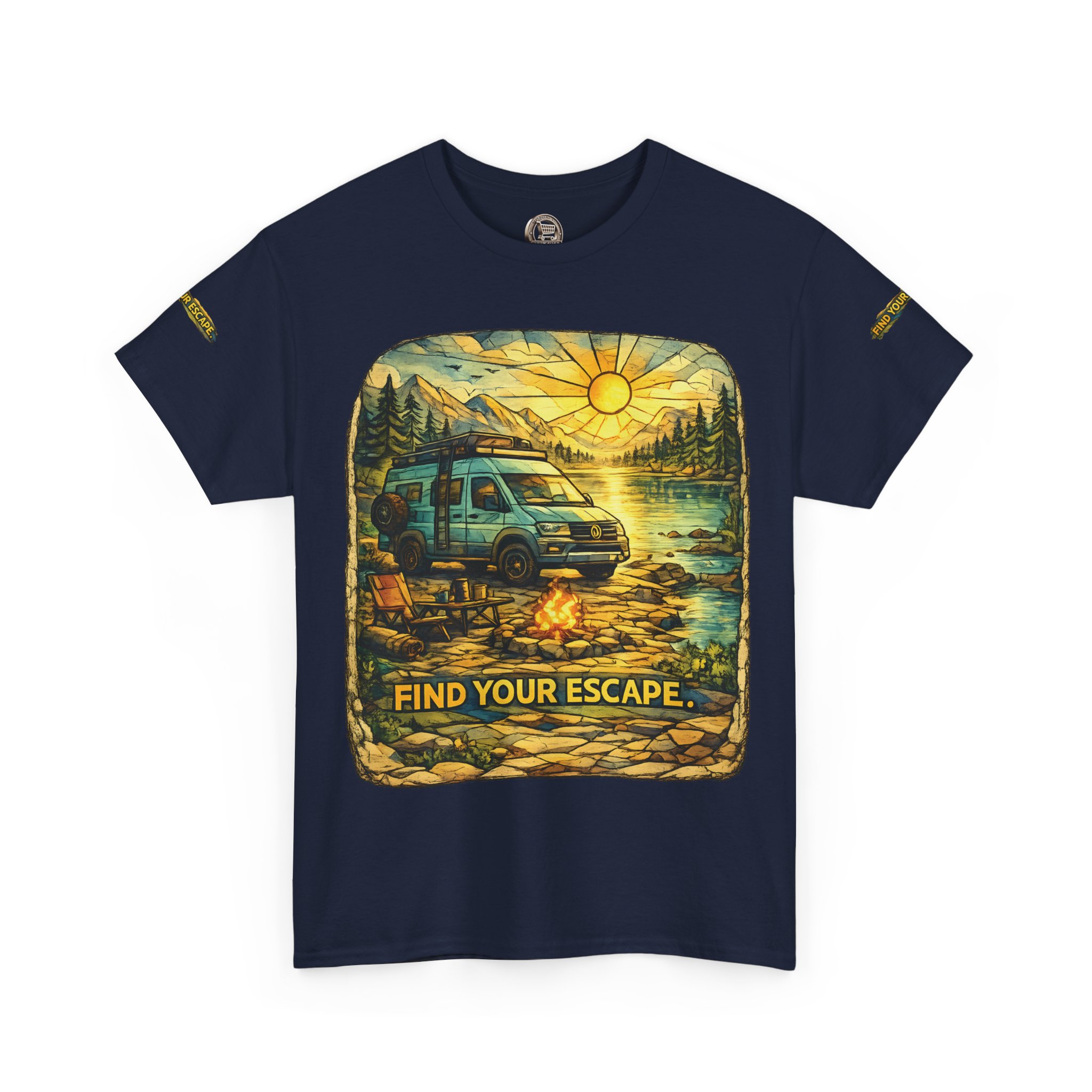 Unisex Heavy Cotton Tee — "Find Your Escape" Design Cubic-Line