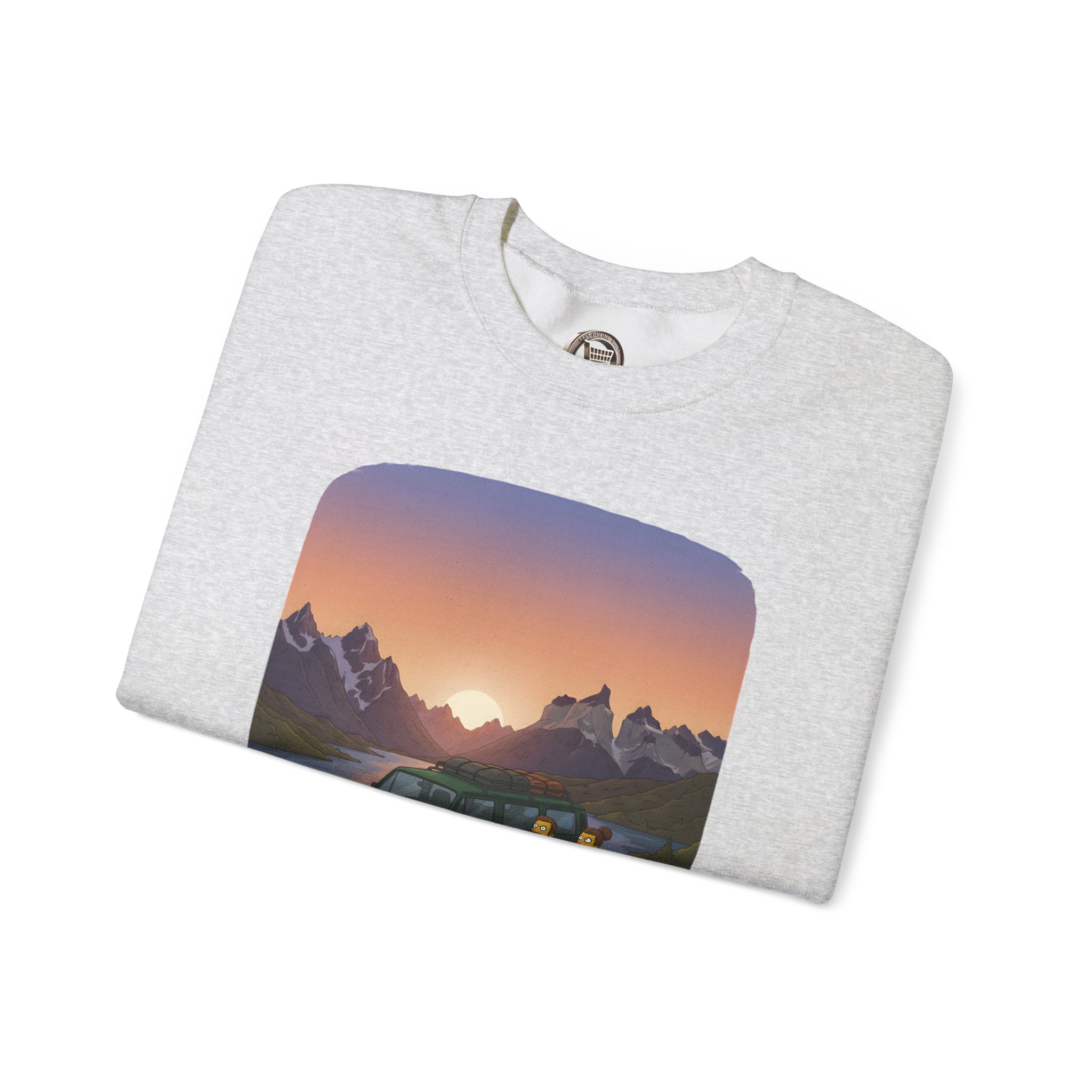 Unisex Heavy Blend™ Crewneck Sweatshirt — "Adventure Awaits-Go Find It" Design Sitcom-Line