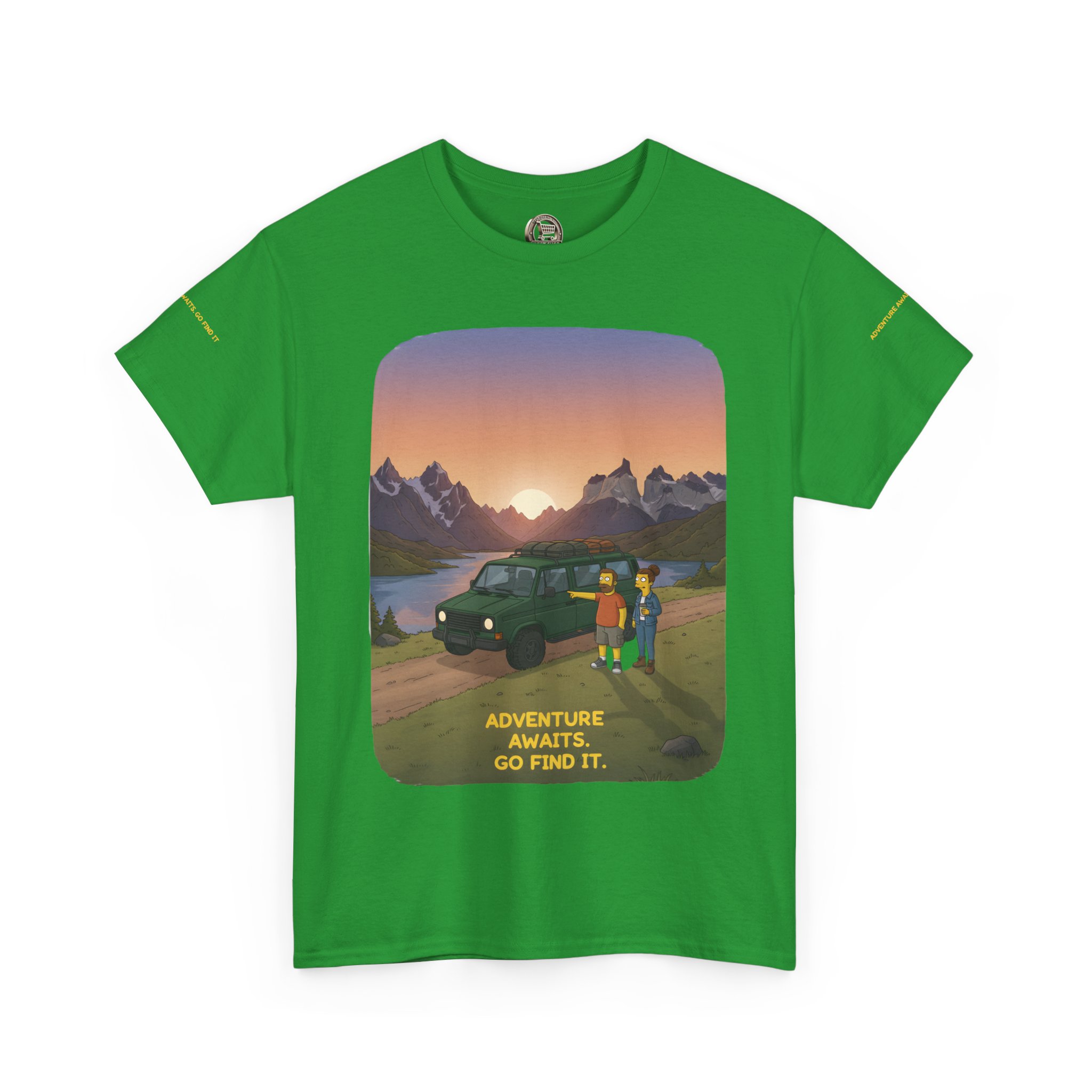Unisex Heavy Cotton Tee — "Adventure Awaits-Go Find It" Design Sitcom-Line