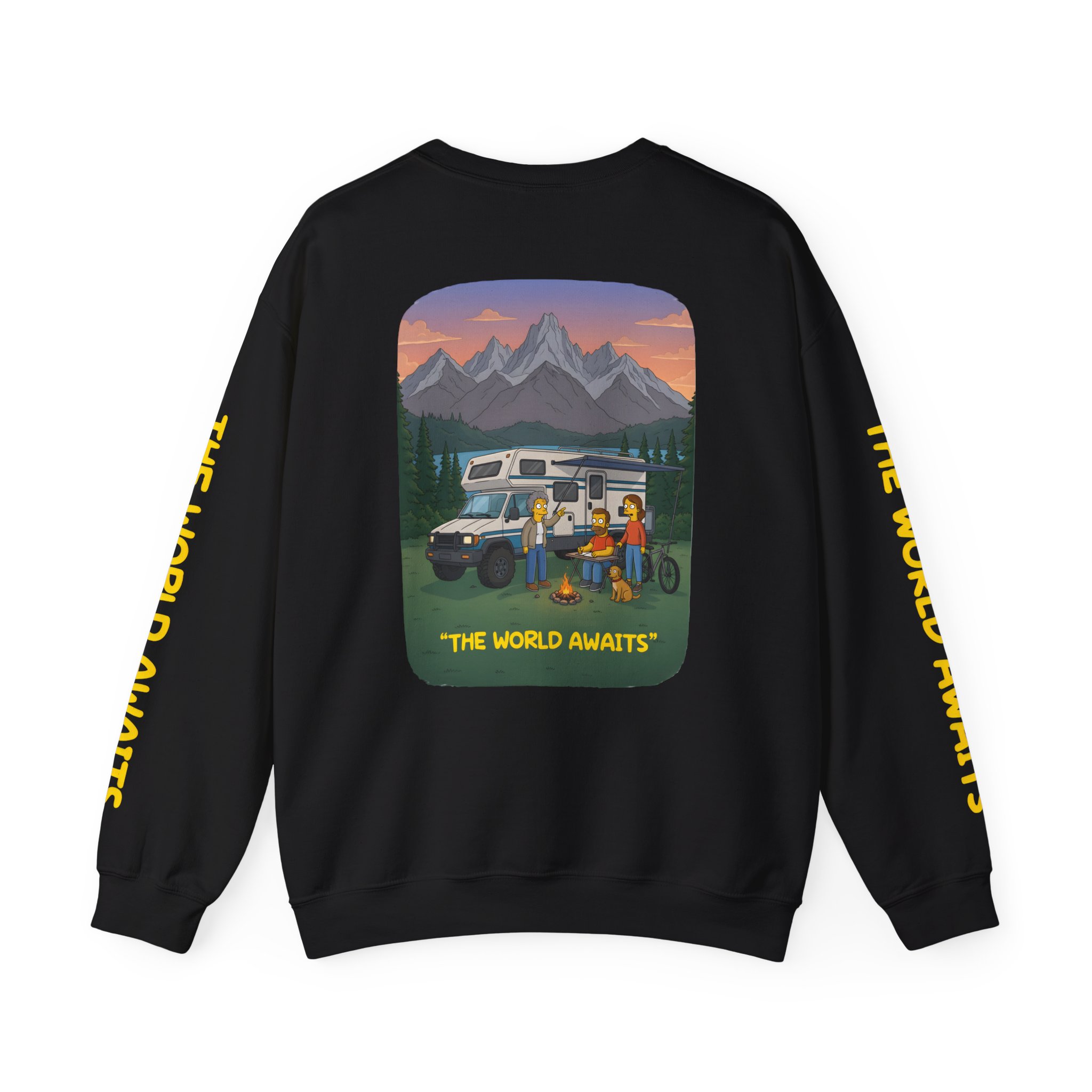 Unisex Heavy Blend™ Crewneck Sweatshirt — "The World Awaits" Design Sitcom-Line