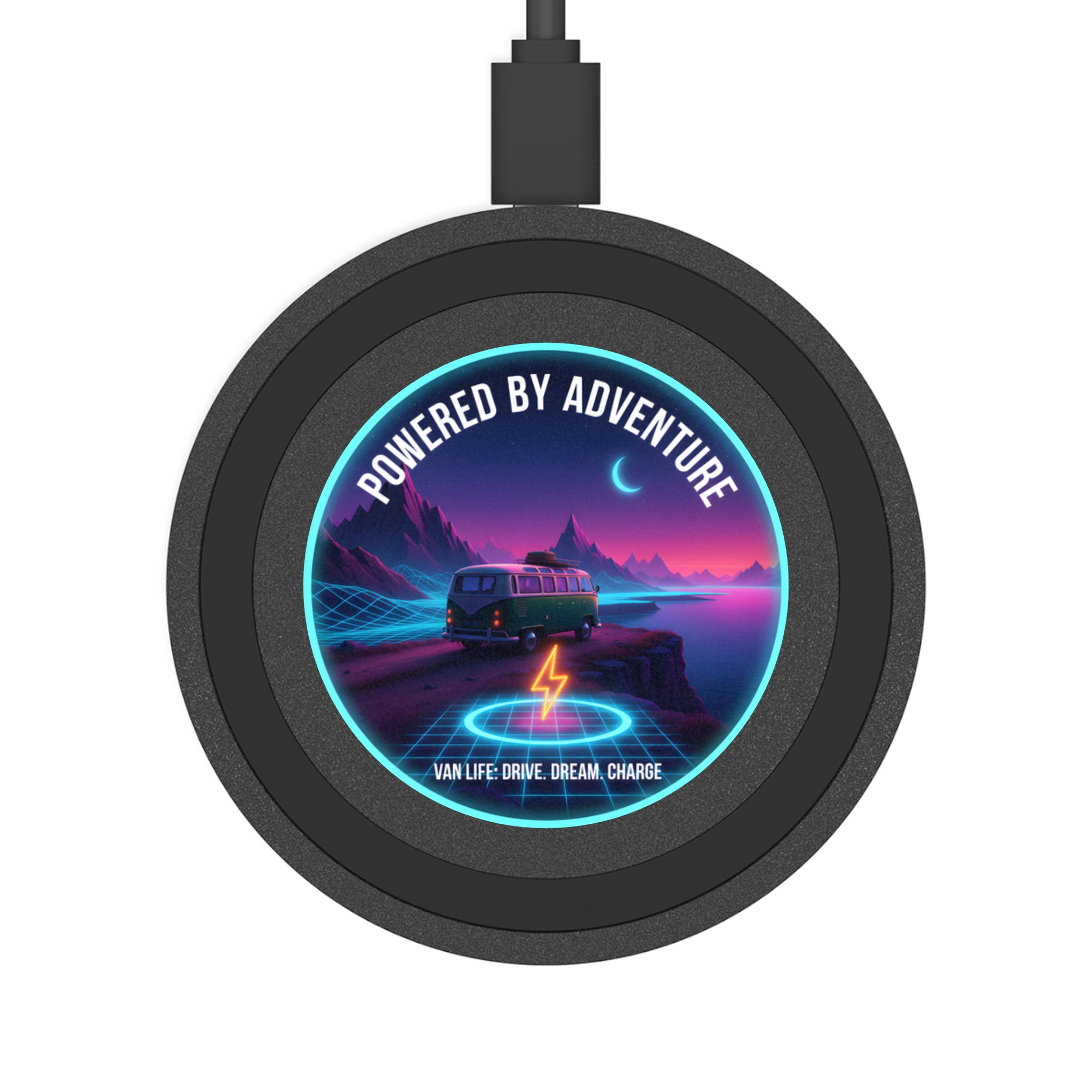 Wireless Charging Pad — "Powered by Adventure" Night Van Design