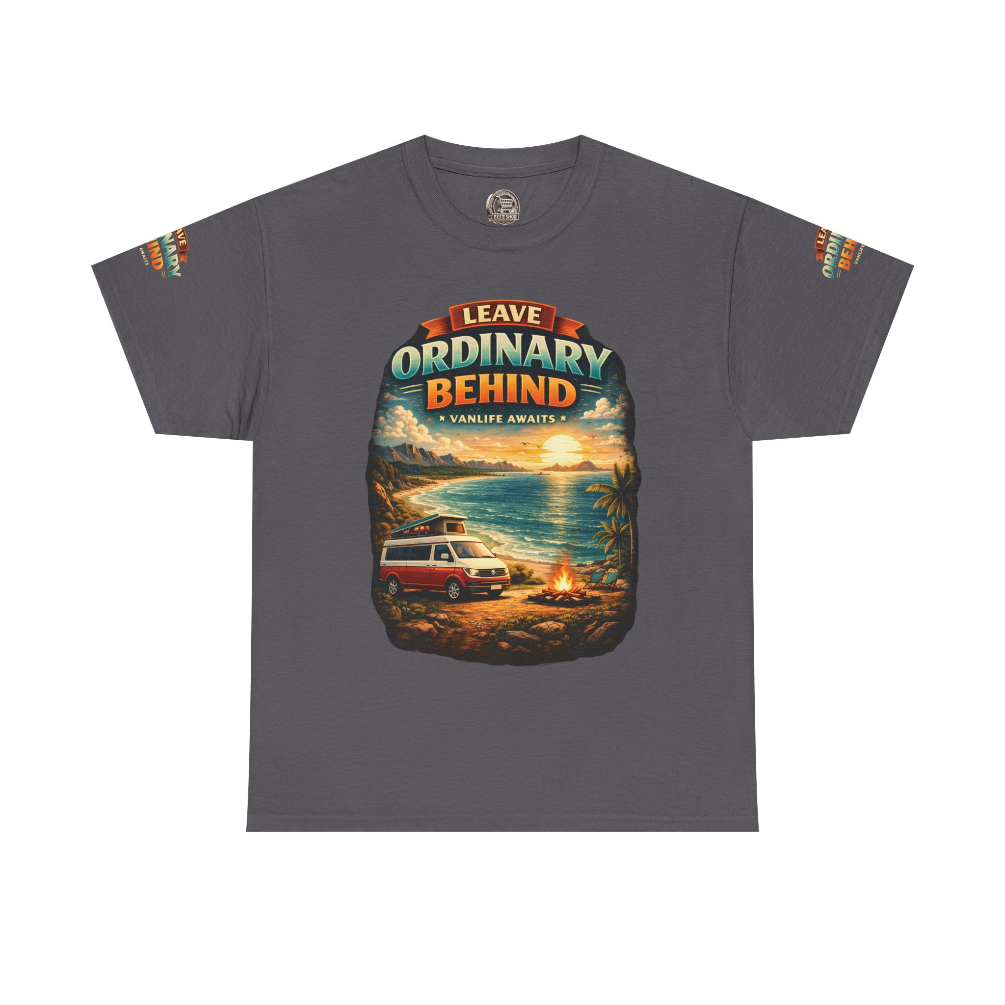 Unisex Heavy Cotton Tee — "Leave Ordinary Behind" Design Scenic-Line
