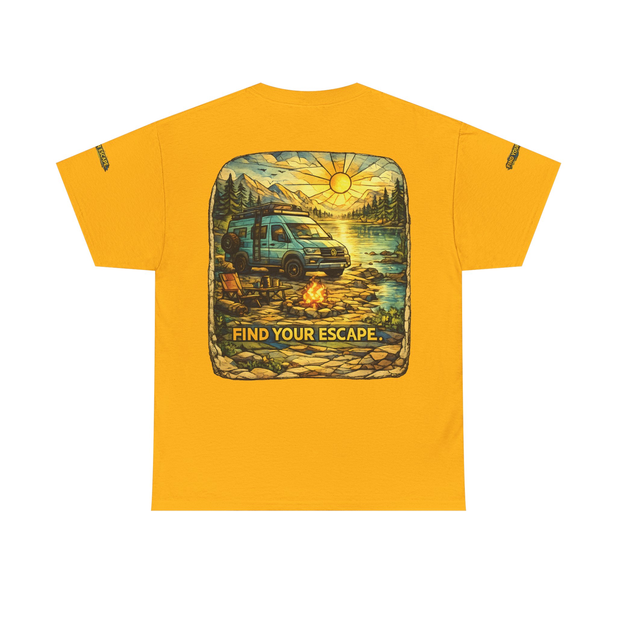 Unisex Heavy Cotton Tee — "Find Your Escape" Design Cubic-Line