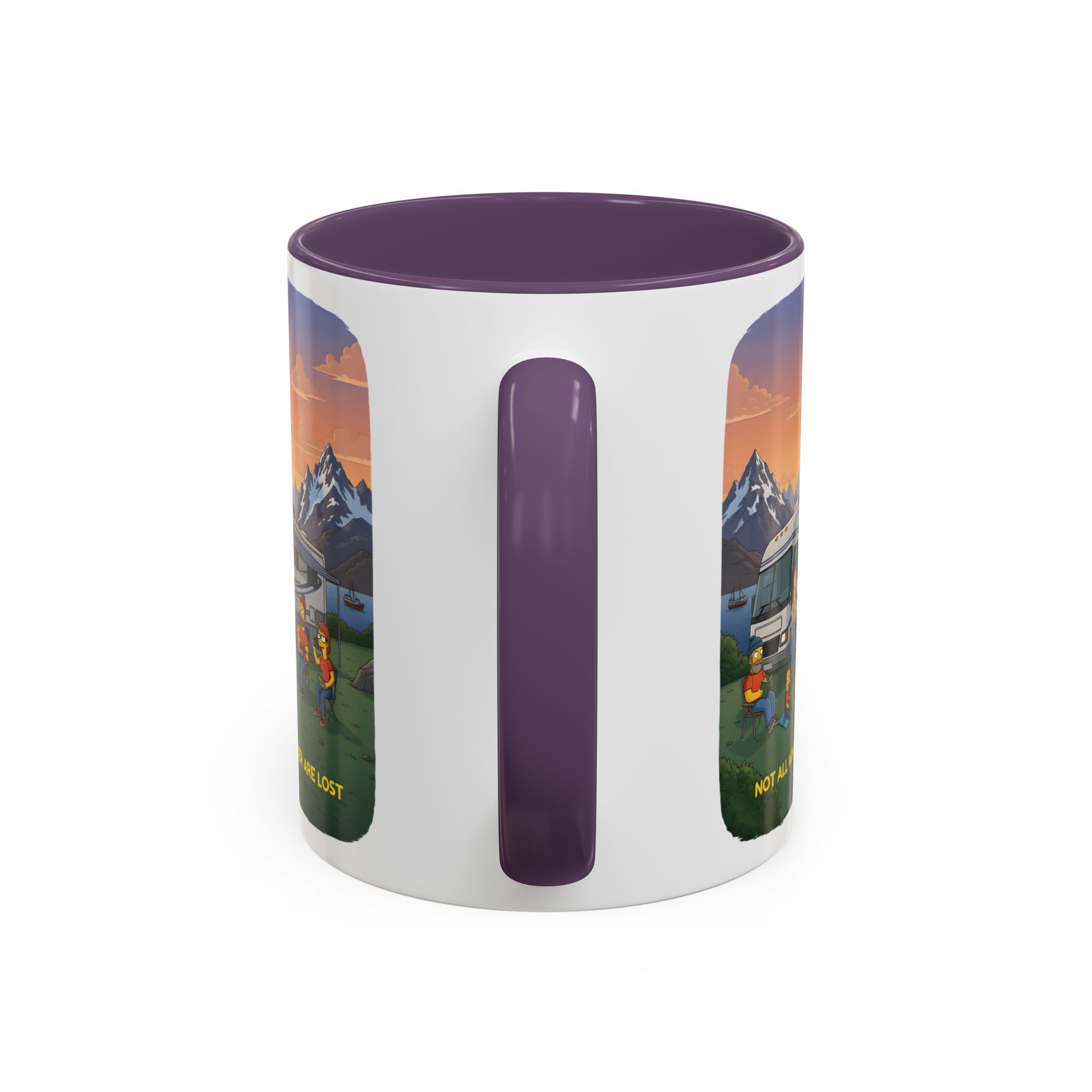 Accent Coffee Mug (11, 15oz) — "Not All Who Wander Are Lost" Design Sitcom-Line