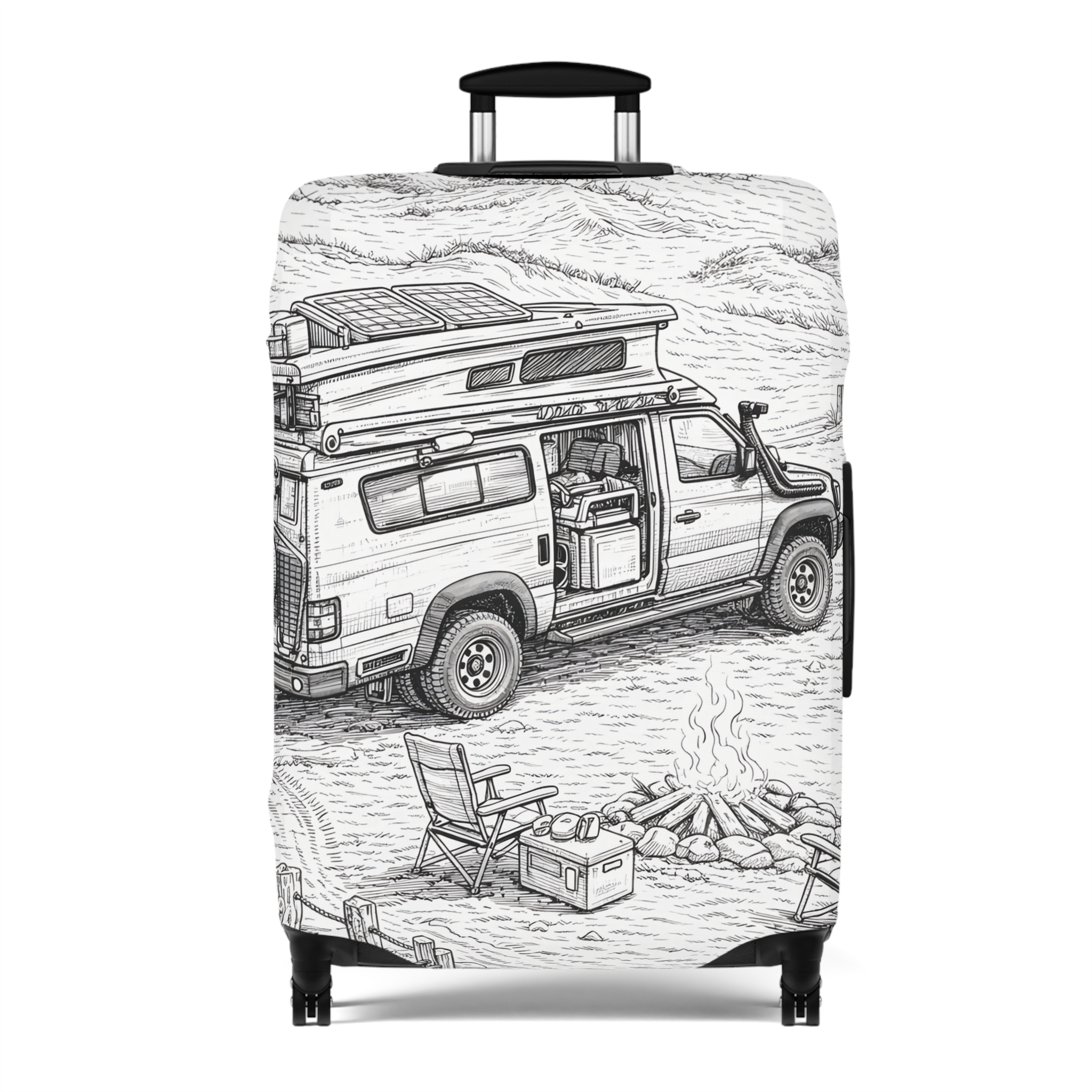 Luggage Cover — Adventure Camper Sketch Travel Suitcase