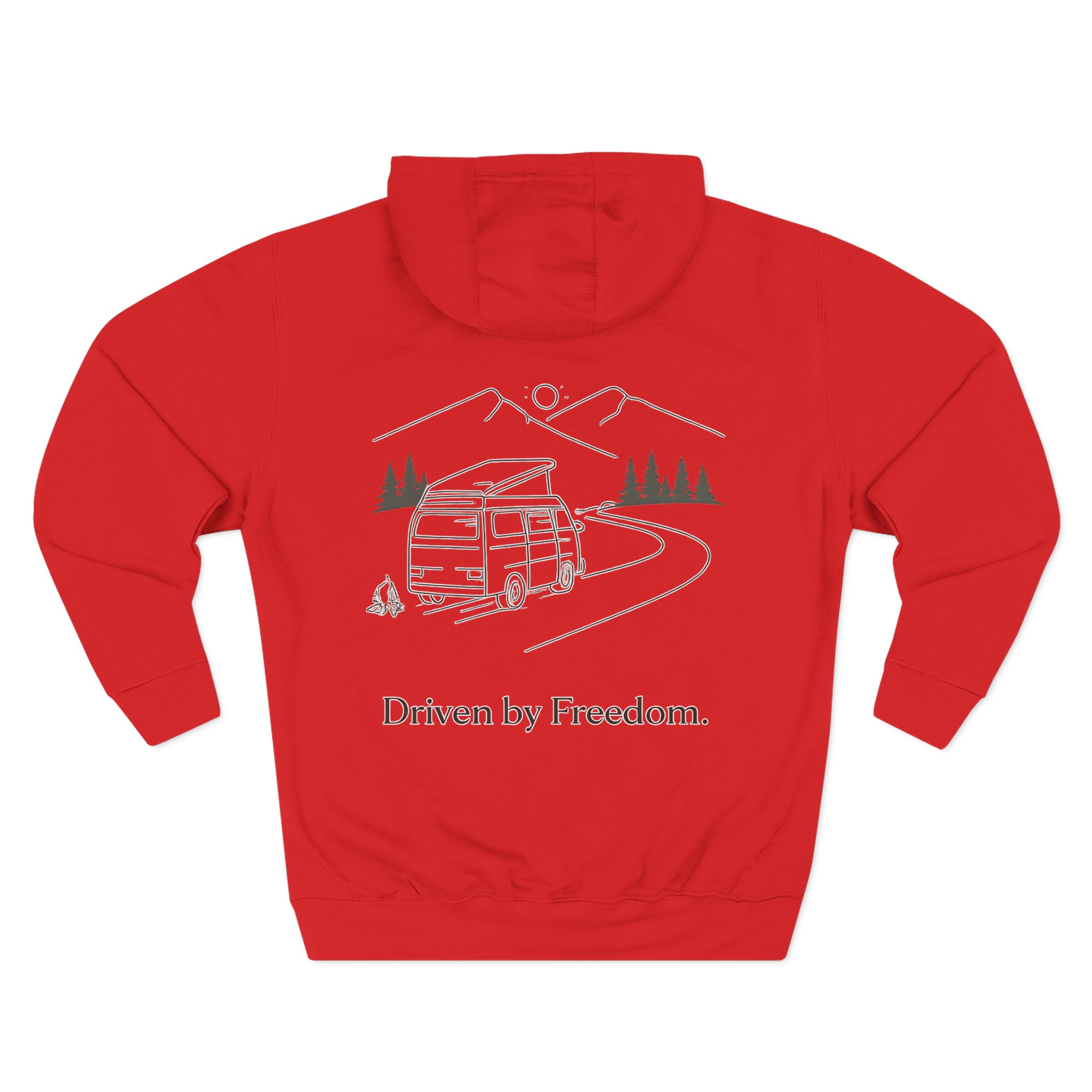 Three-Panel Fleece Hoodie - "Driven By Freedom" Design Minimal-Line
